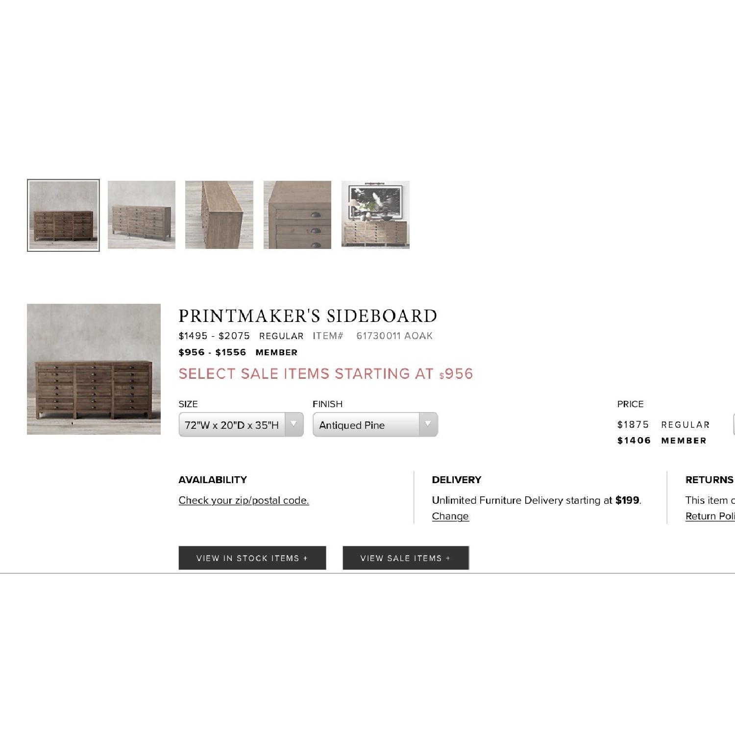 Restoration Hardware Printmaker's Sideboard Dresser - image-3