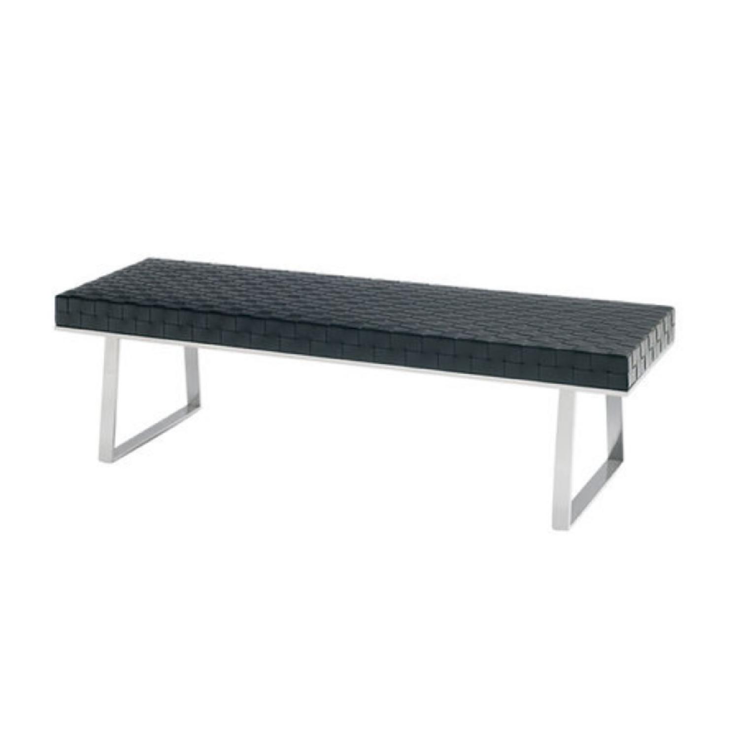 Karlee Woven Leather Bench - image-1