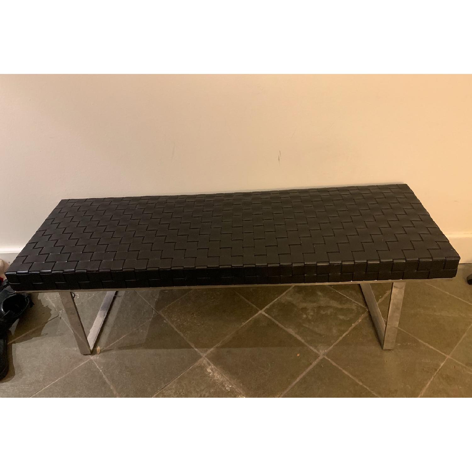 Karlee Woven Leather Bench - image-3