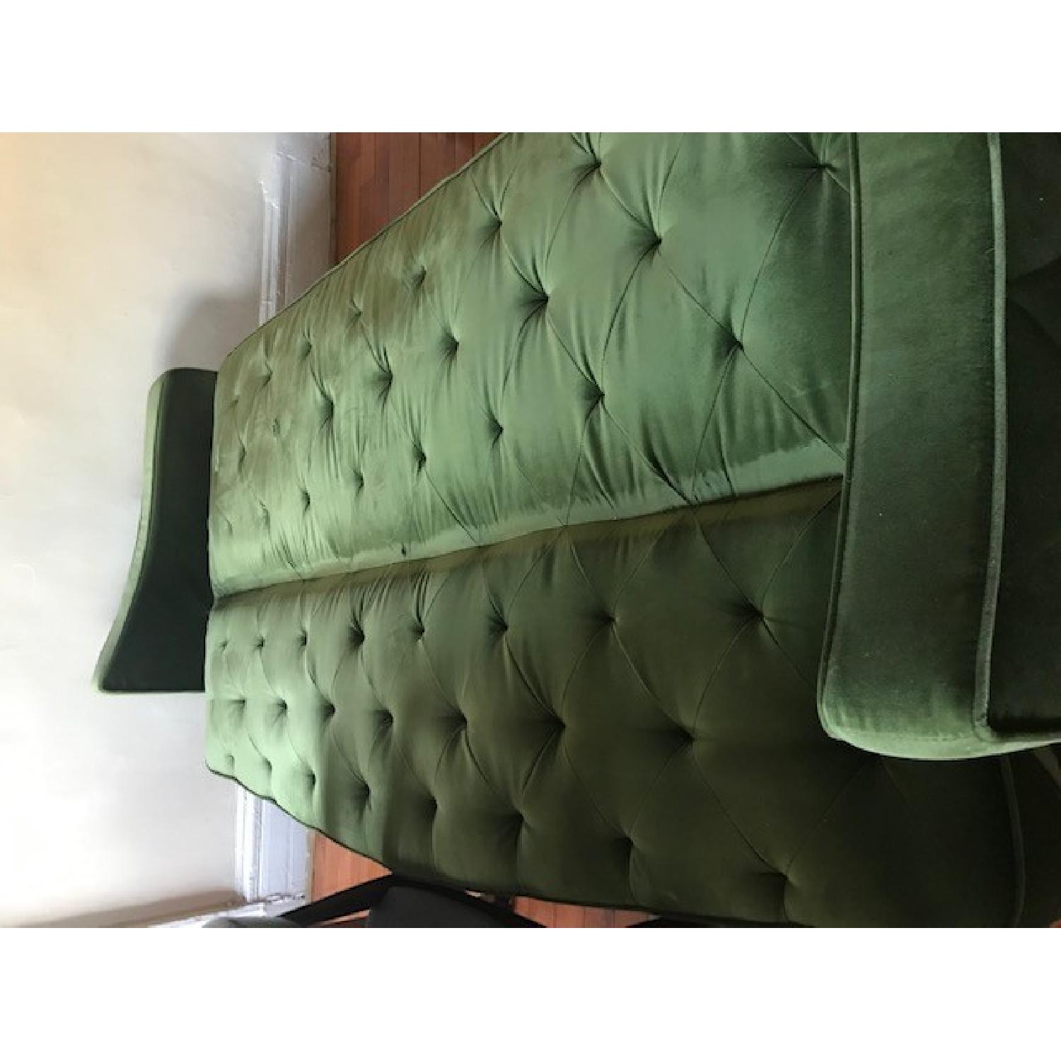 Novogratz Vintage Green Velour Tufted Sleeper Sofa - image-2
