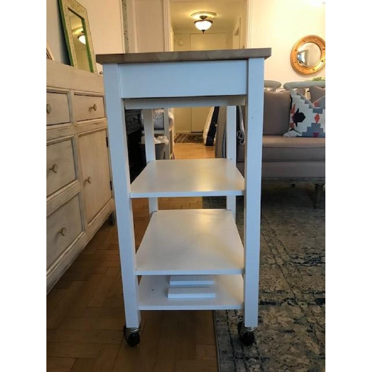 White/Natural Kitchen Cart w/ Butcher Block Top AptDeco