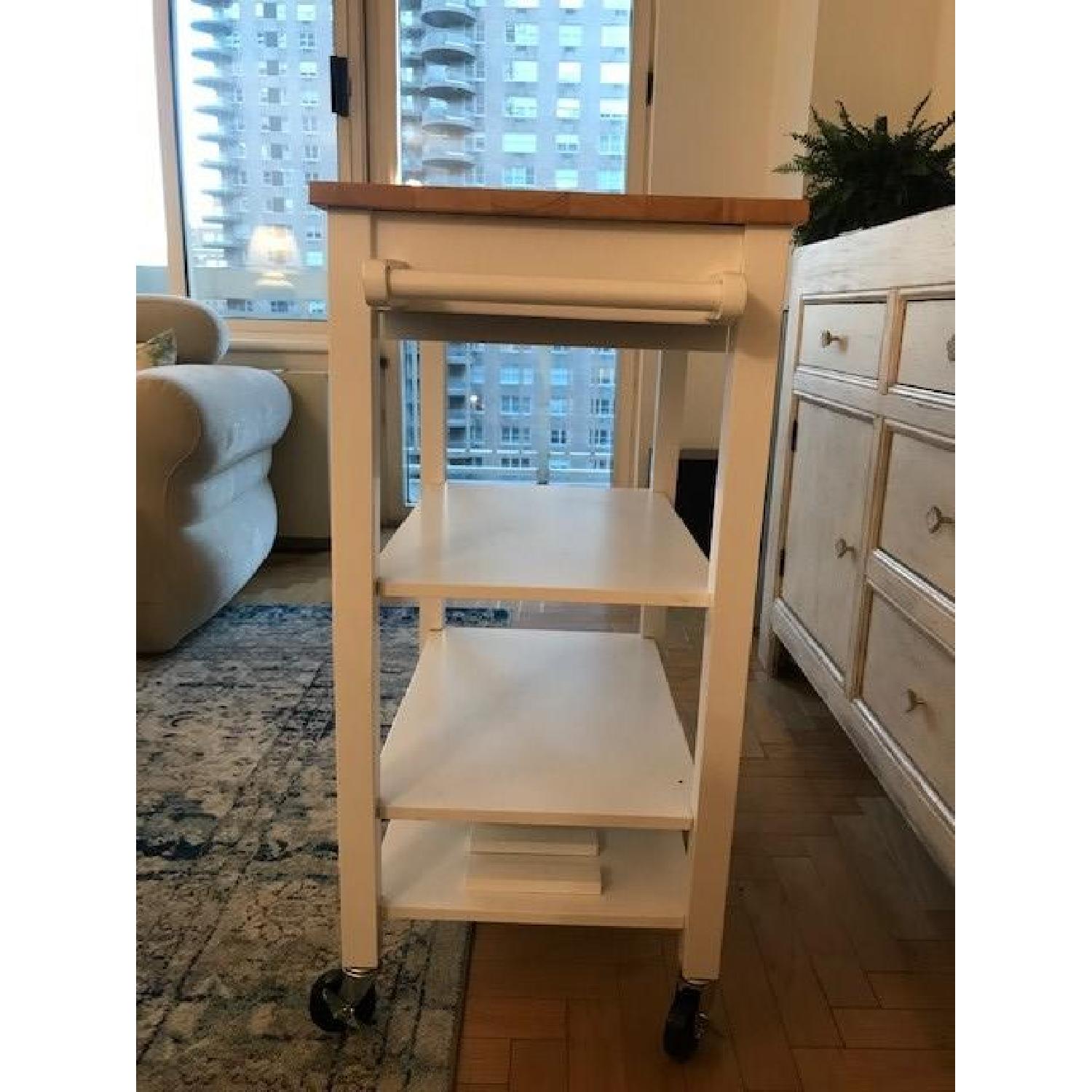 White/Natural Kitchen Cart w/ Butcher Block Top AptDeco