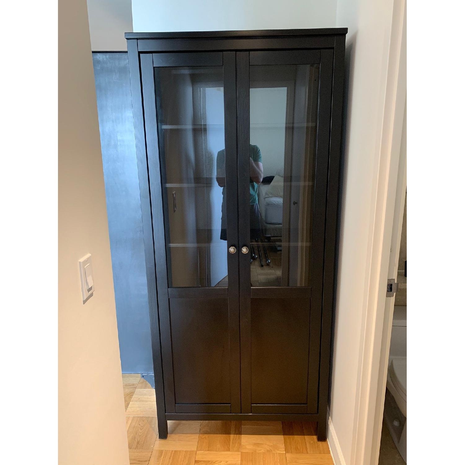 Ikea Hemnes Black Brown w/ Glass Doors AptDeco