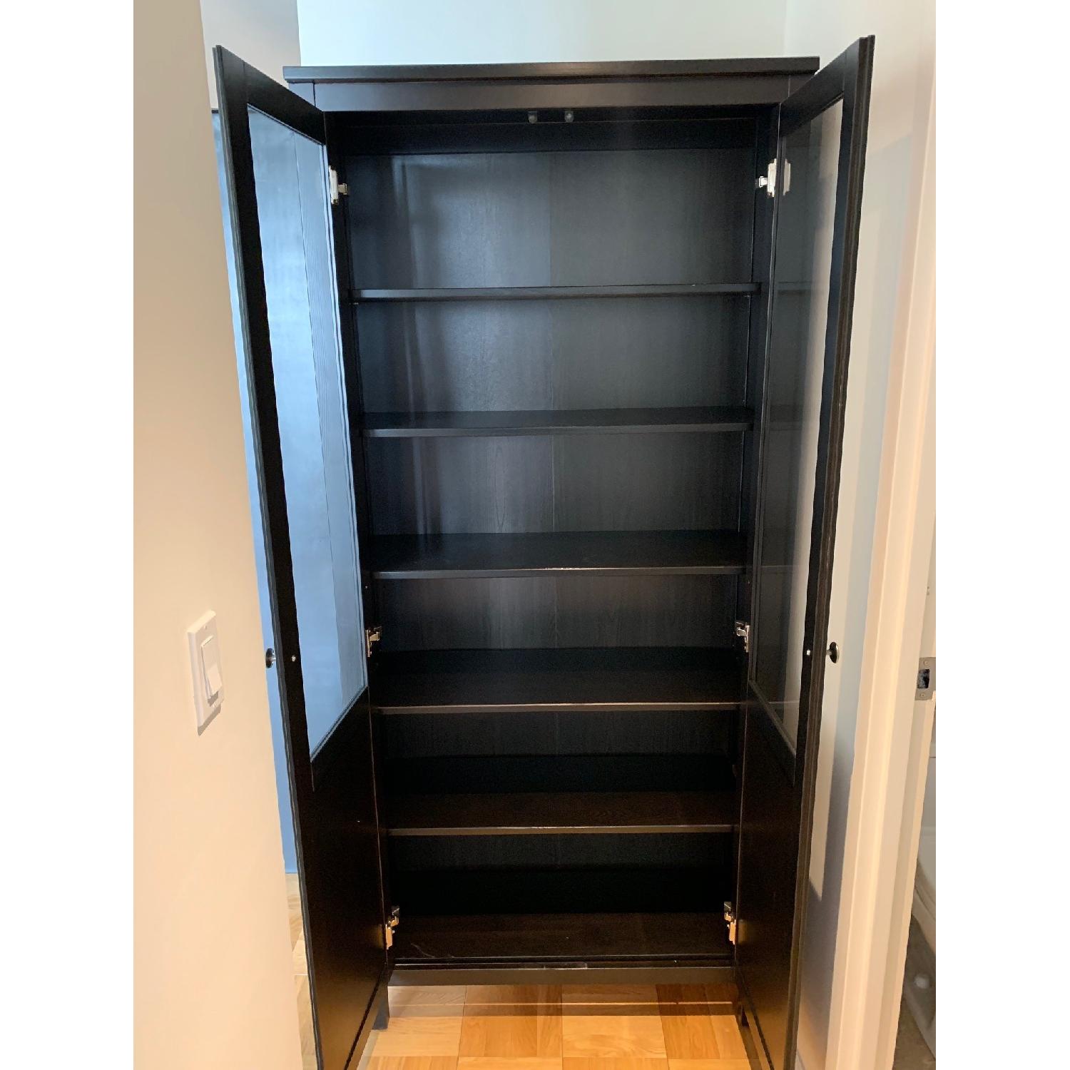 Ikea Hemnes Black Brown w/ Glass Doors AptDeco
