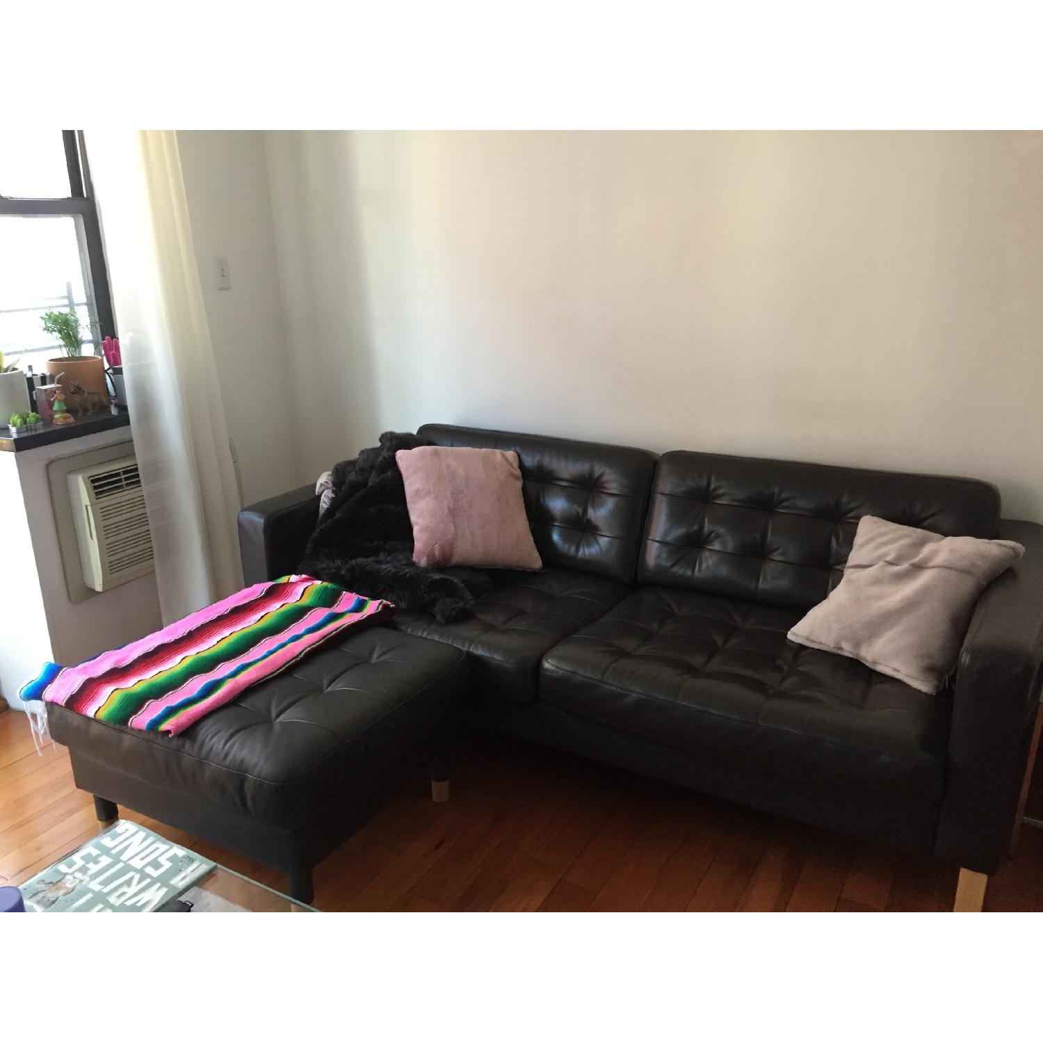 Ikea Landskrona Dark Brown Leather Sofa Ottoman Aptdeco