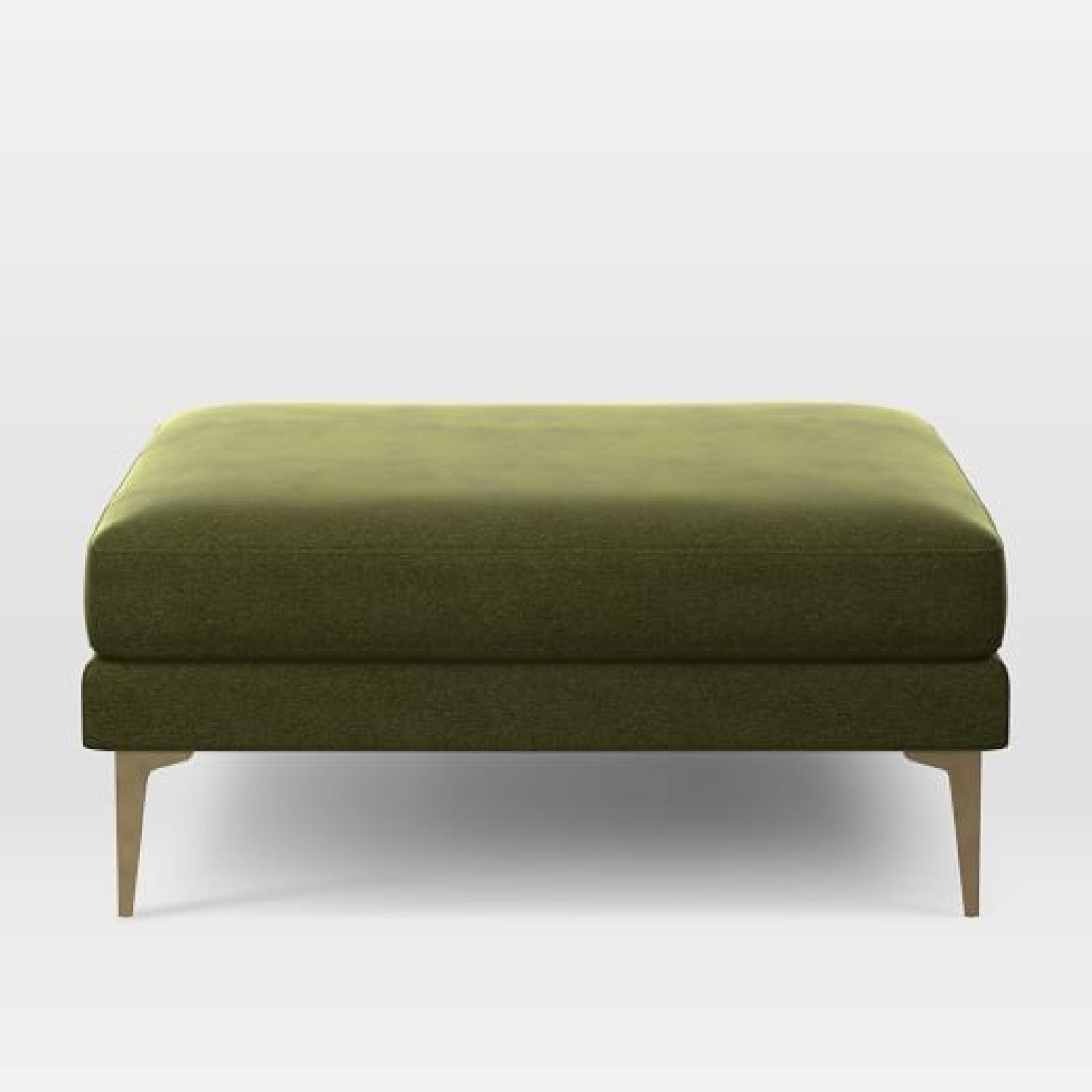 West Elm Andes Ottoman in Olive Distressed Velvet - image-6