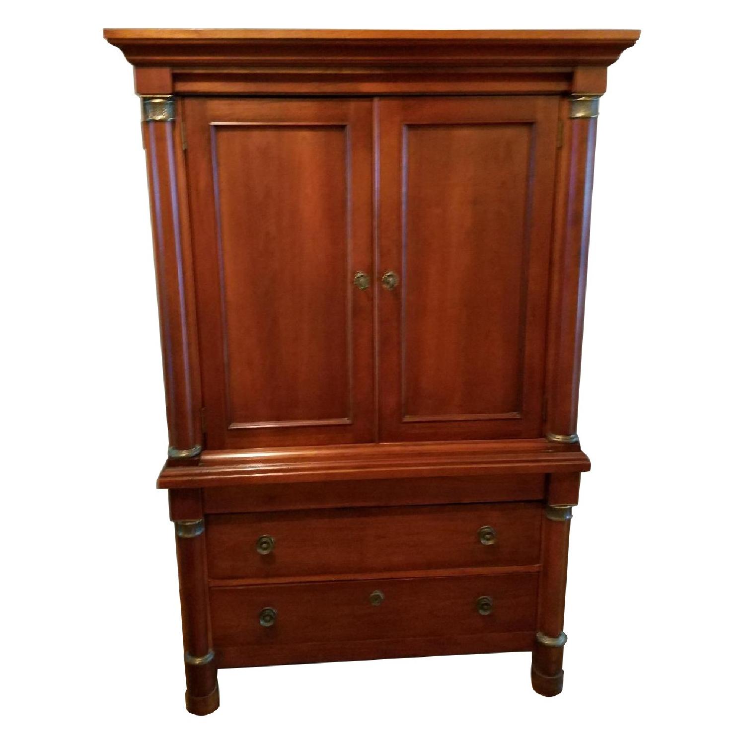 Lexington Wood Armoire w/ Brass Hardware - AptDeco