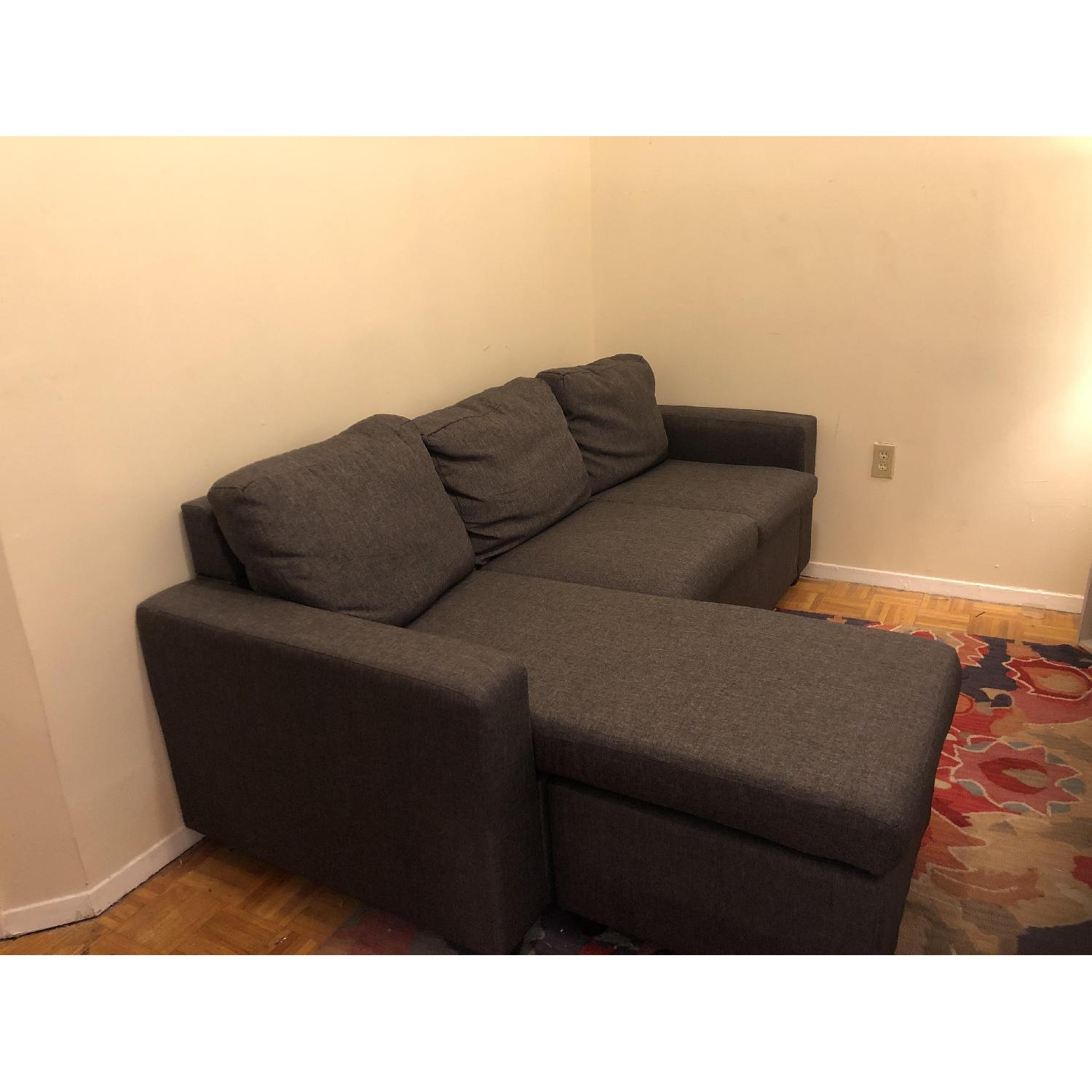 3 Piece Reversible Chaise Sectional Sofa in Grey Fabric - image-1