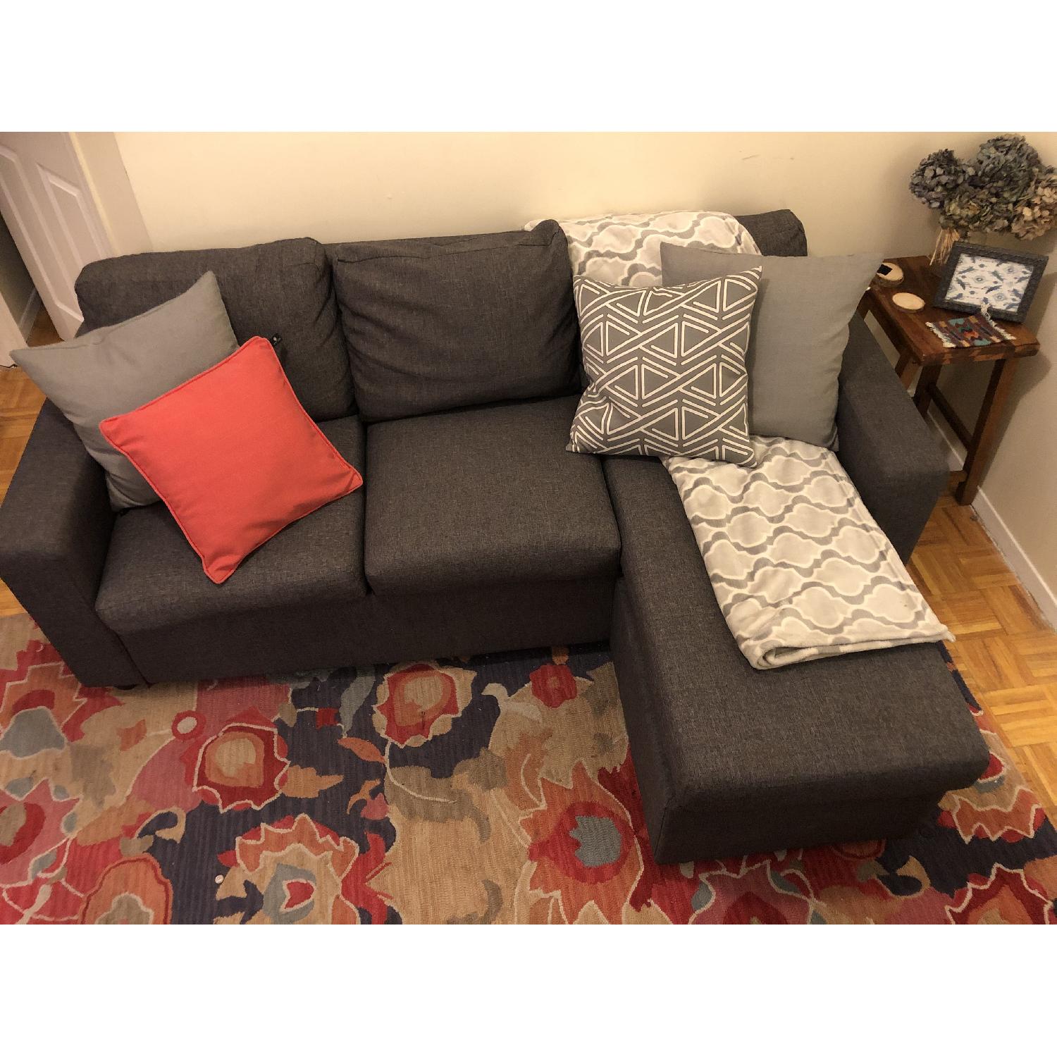 3 Piece Reversible Chaise Sectional Sofa in Grey Fabric - image-3