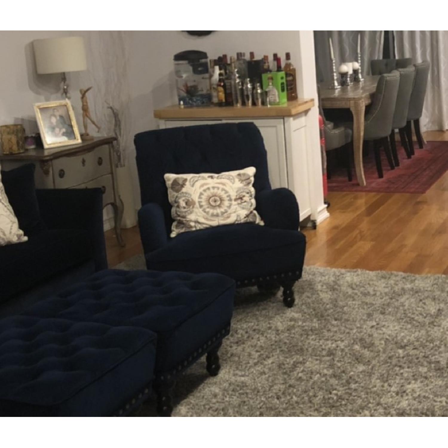Pier 1 Chas Navy Blue Velvet Armchair - image-3