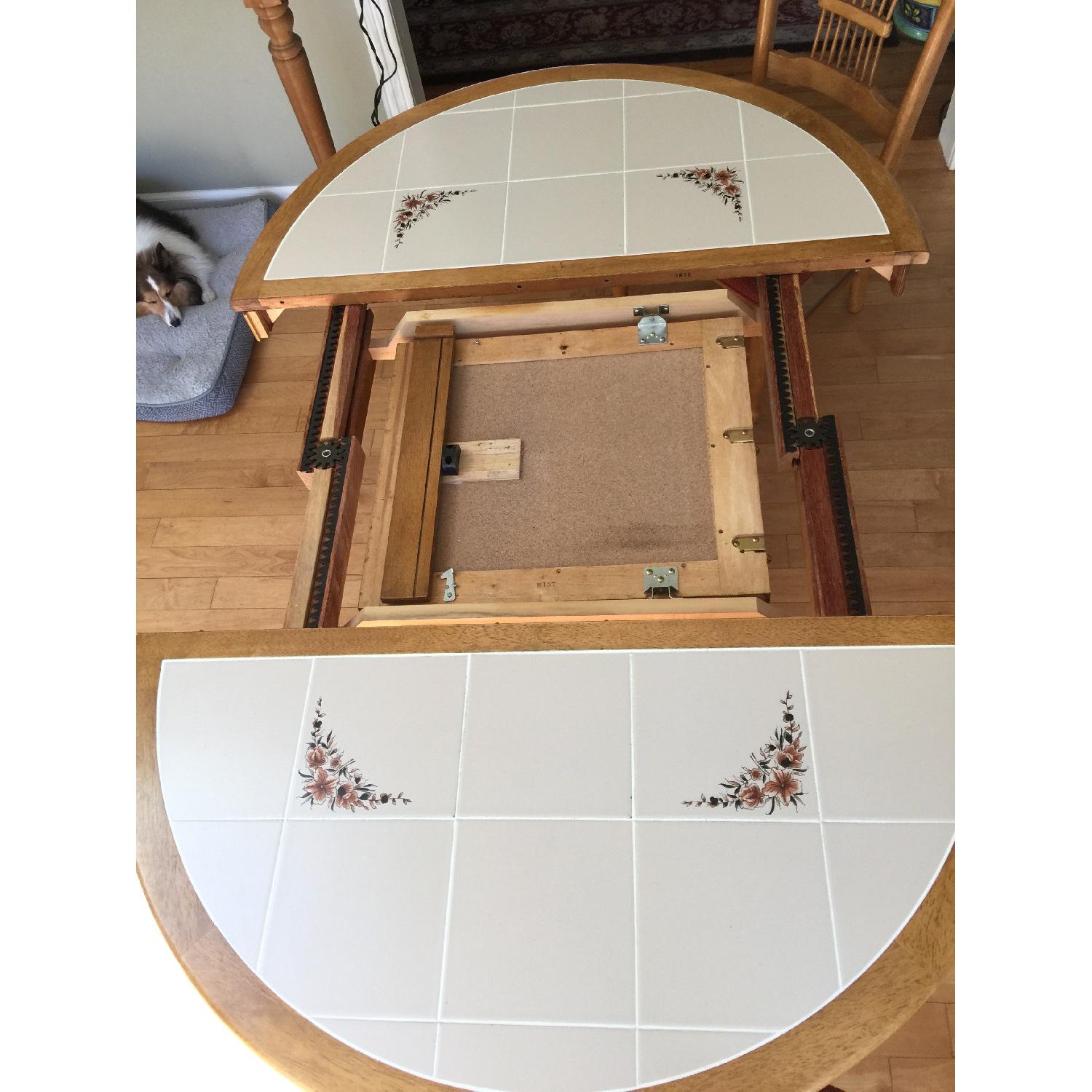 Wood/Stone Kitchen Table w/ 4 Chairs - image-6