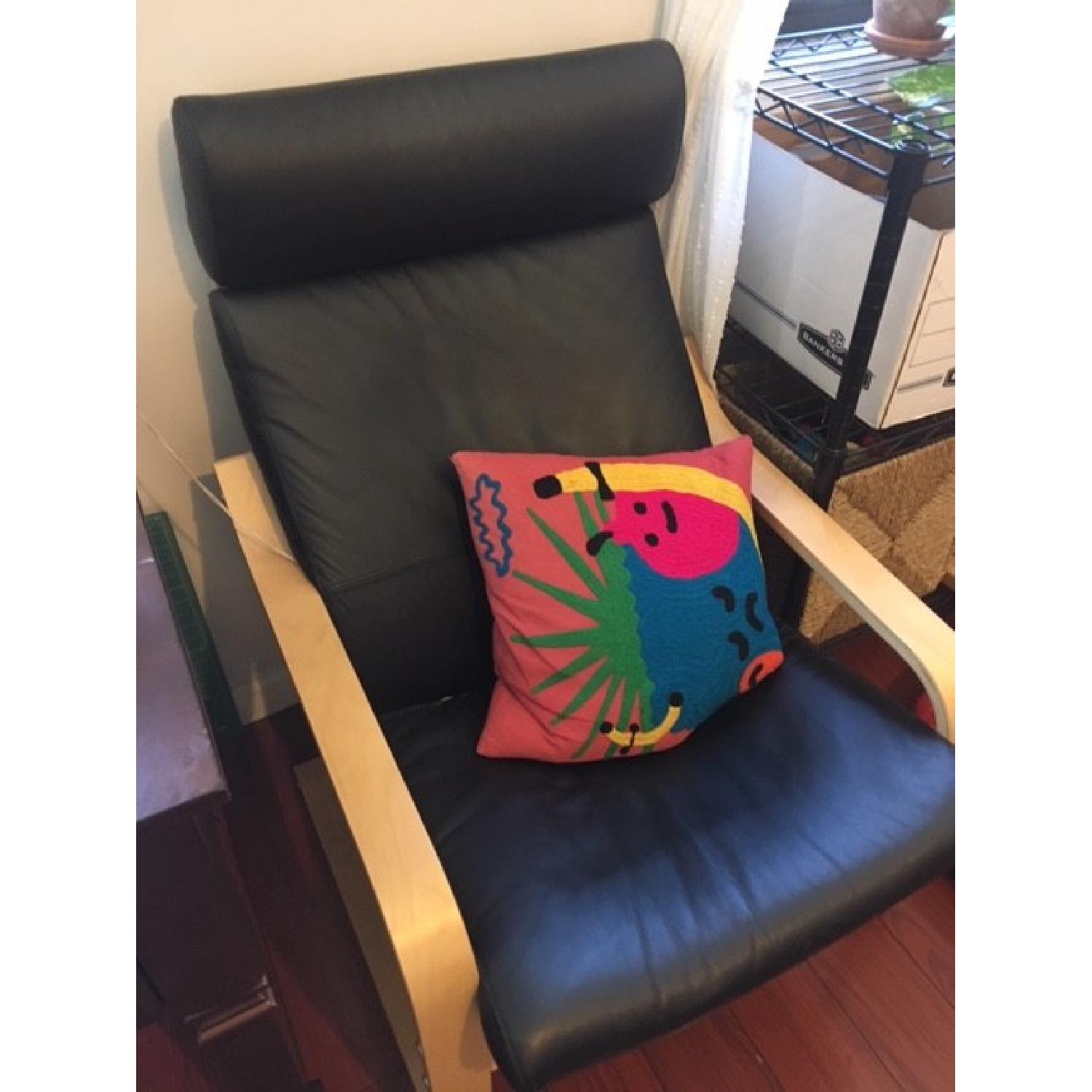 Ikea Poang Armchairs in Black Leather - image-1