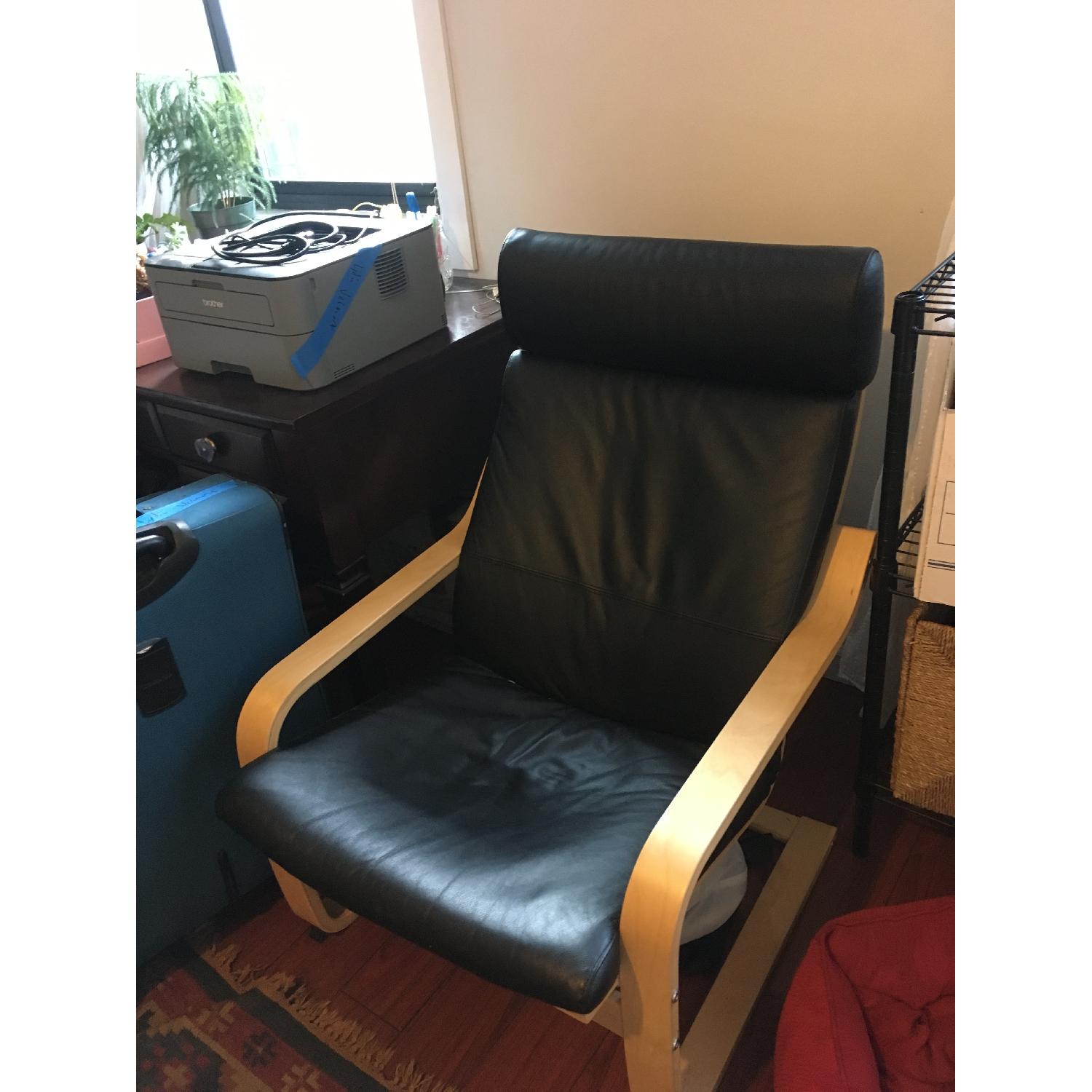 Ikea Poang Armchairs in Black Leather - image-3