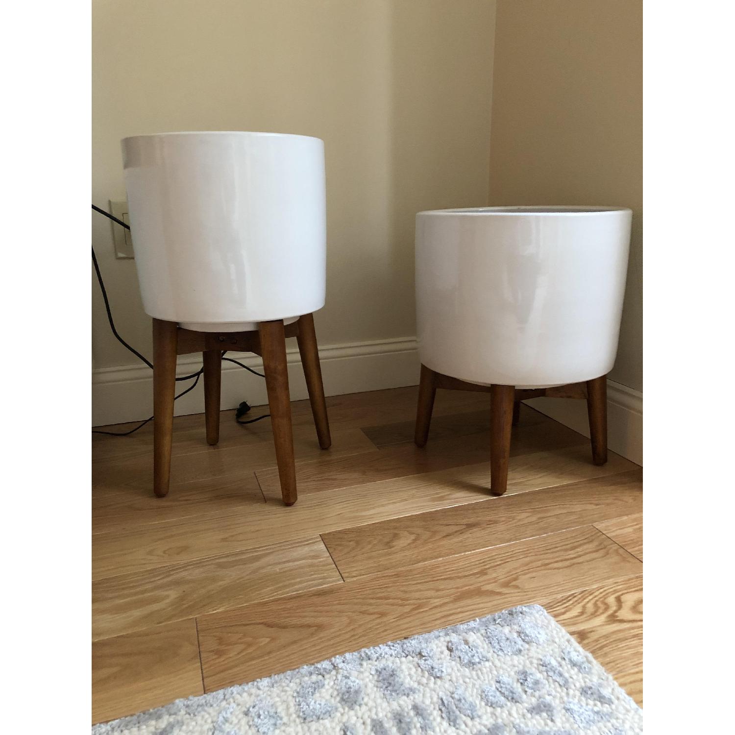 West Elm Mid-Century Turned Leg Standing Planters - image-1