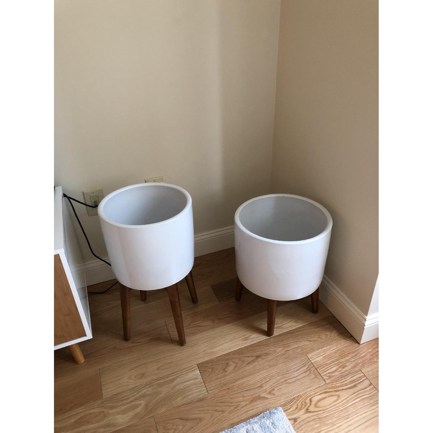 West Elm Mid-Century Turned Leg Standing Planters - image-2