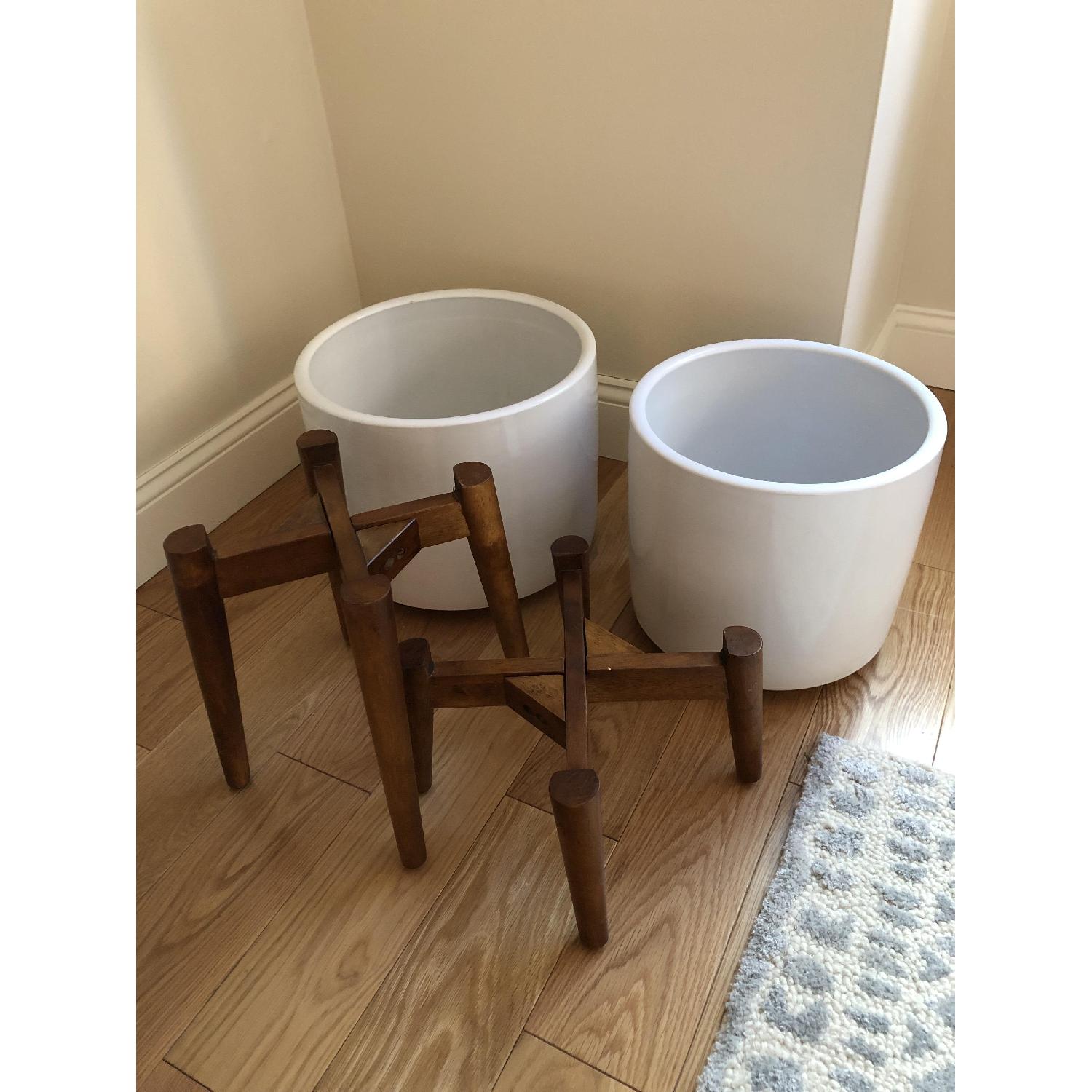 West Elm Mid-Century Turned Leg Standing Planters - image-3