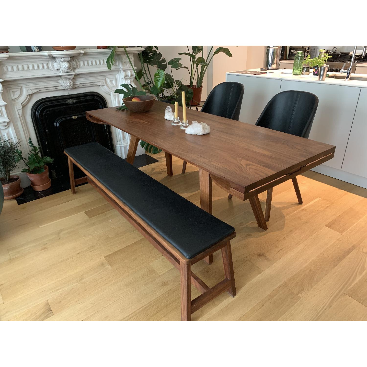 Studioilse Solid Walnut Dining Table W Padded Bench Aptdeco