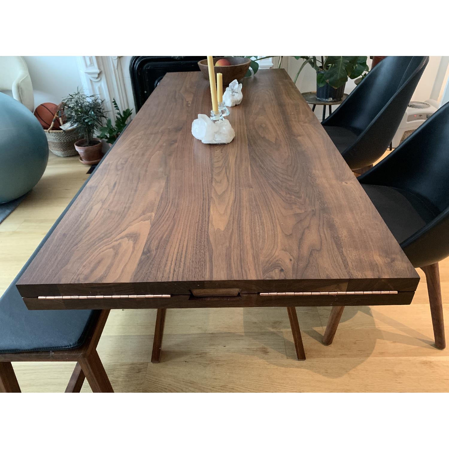 Studioilse Solid Walnut Dining Table W Padded Bench Aptdeco