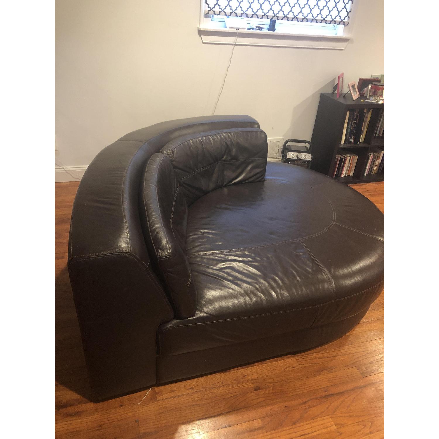 Raymour & Flanigan Leather Loveseat/Cottler - image-2