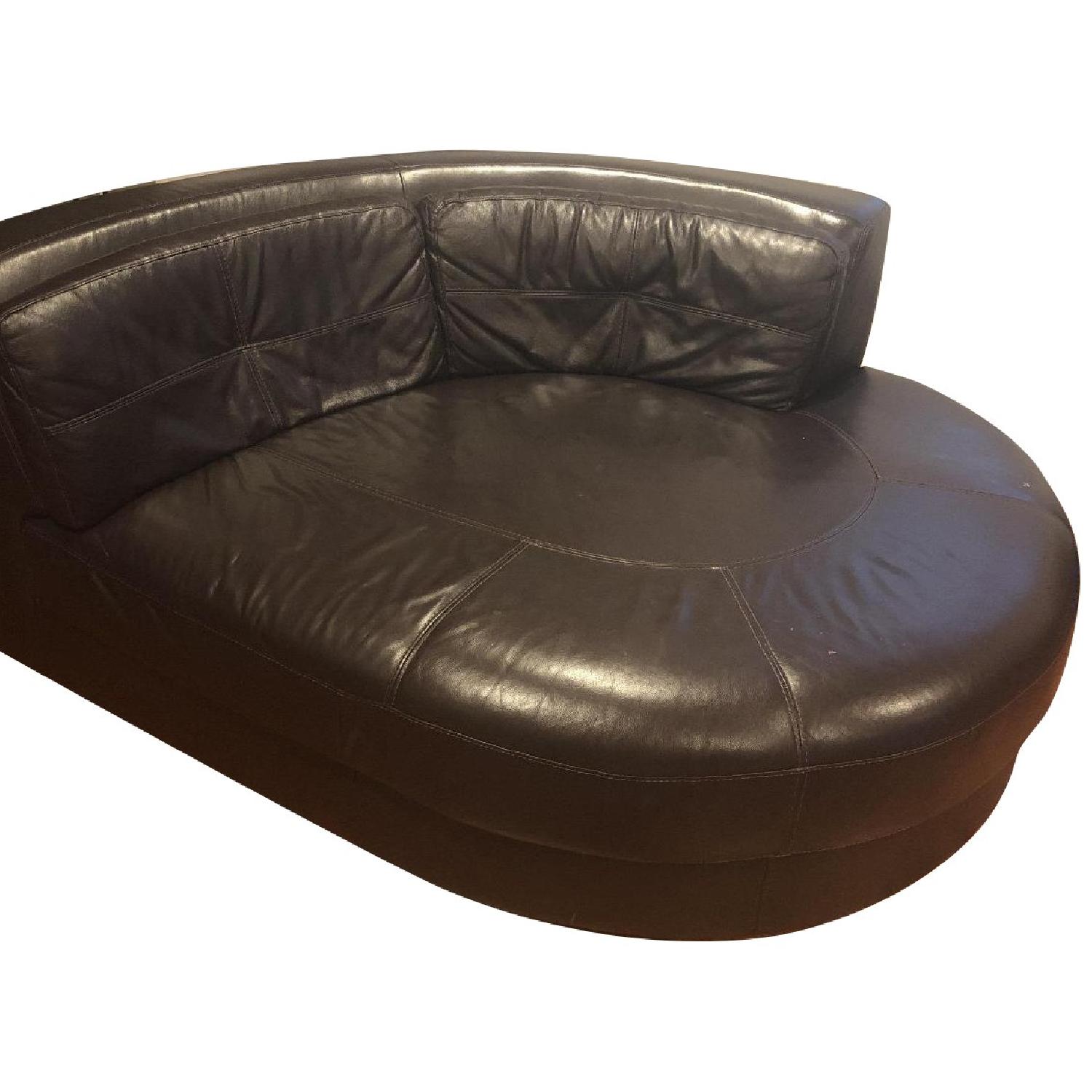 Raymour & Flanigan Leather Loveseat/Cottler - image-0
