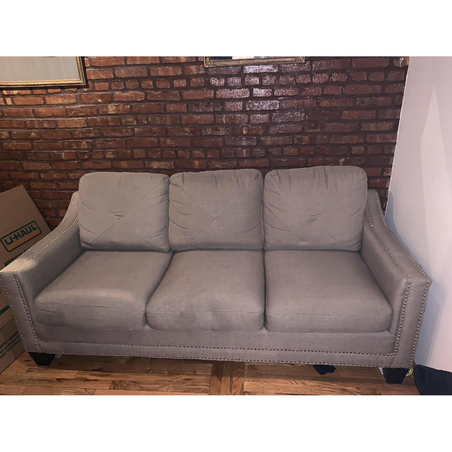 Bob's Beige Studded Sofa - image-1