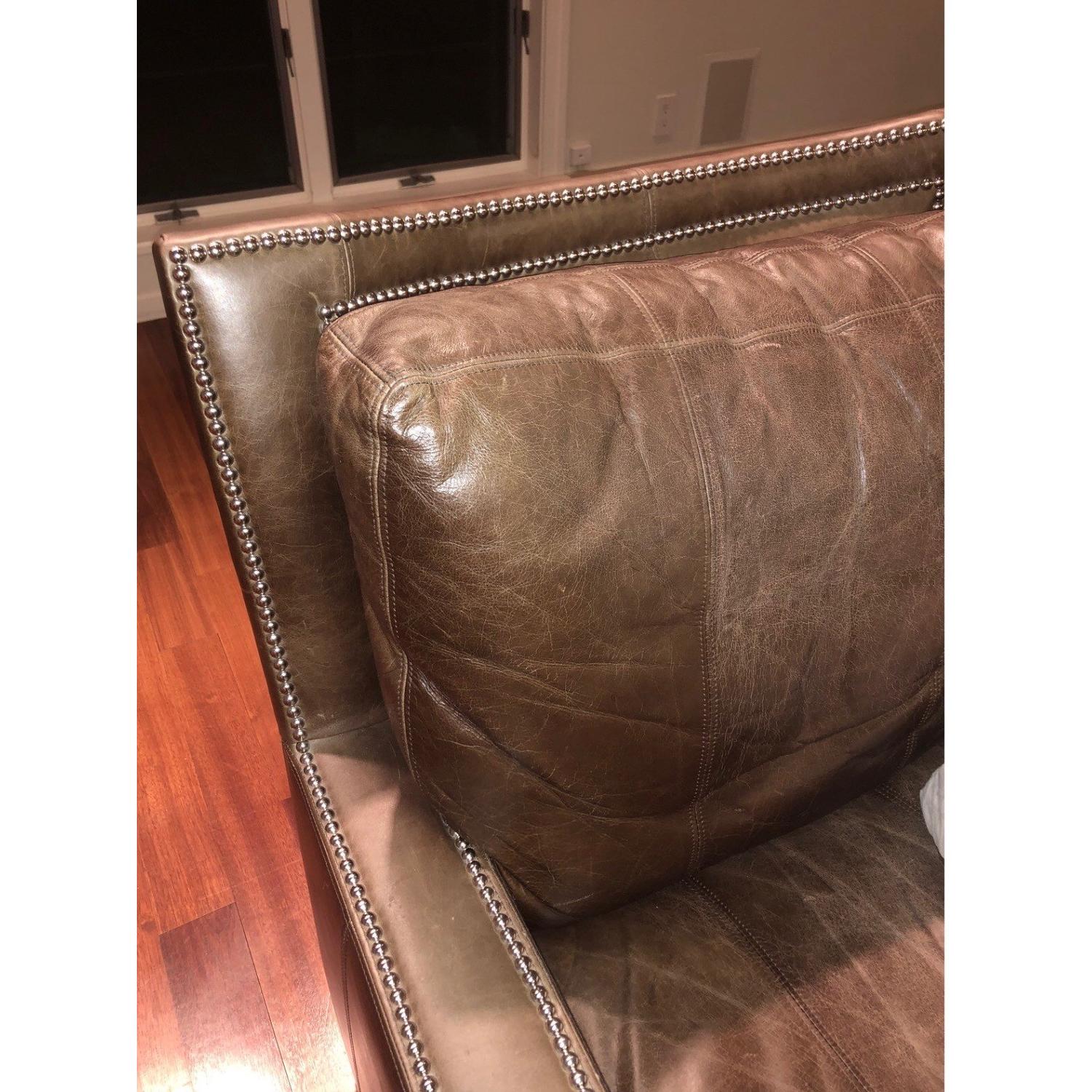 Ferguson Copeland Brown Leather Sectional Sofa w/ Nailheads - image-4