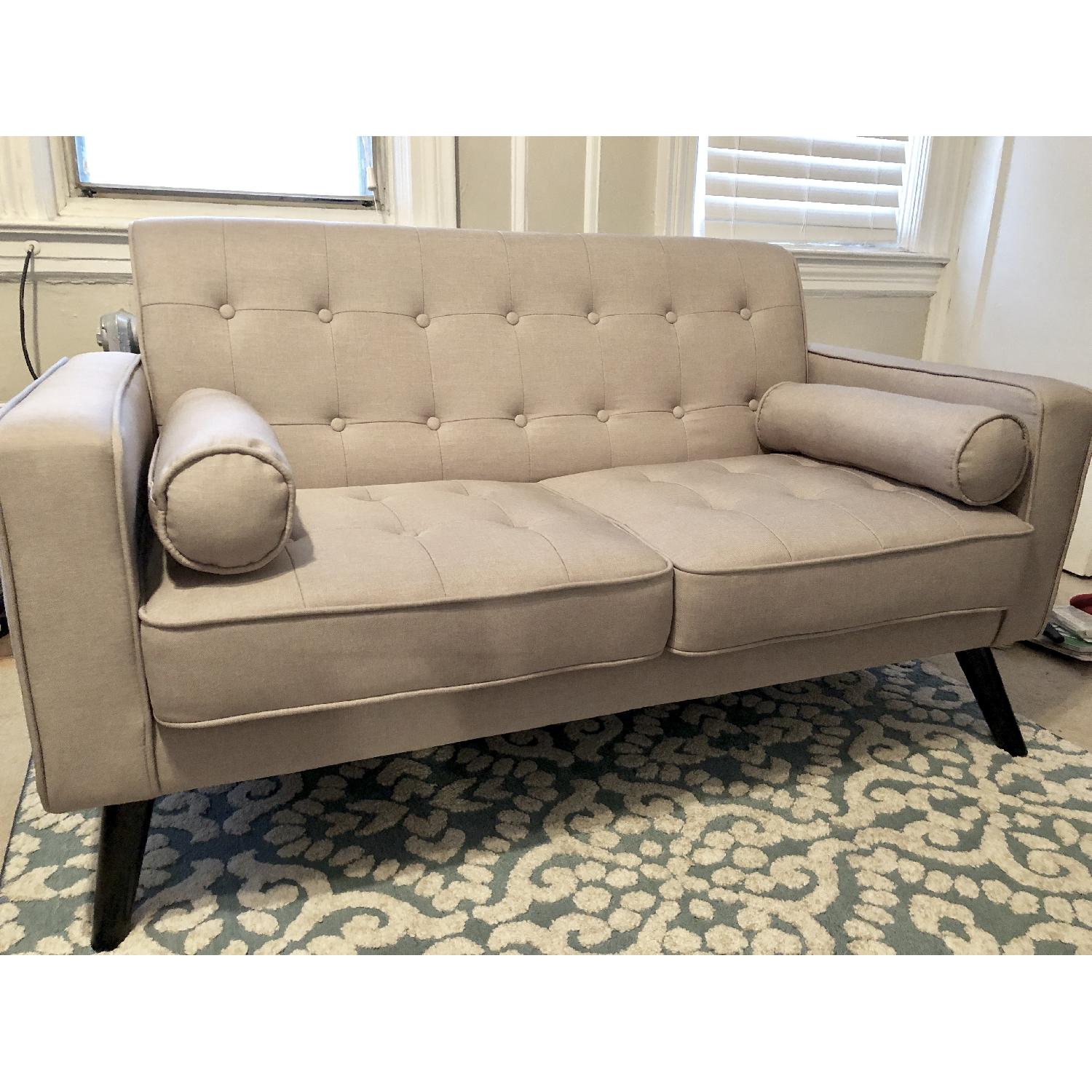 Linen Tufted Loveseat - image-1