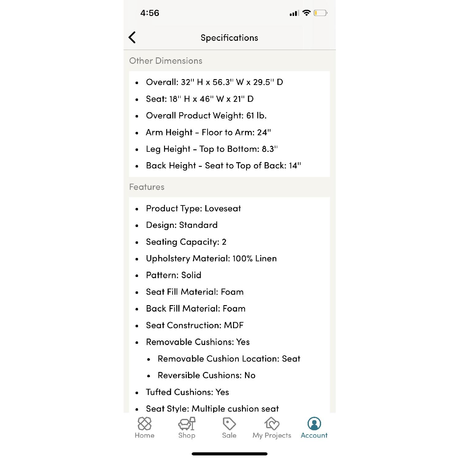 Linen Tufted Loveseat - image-2