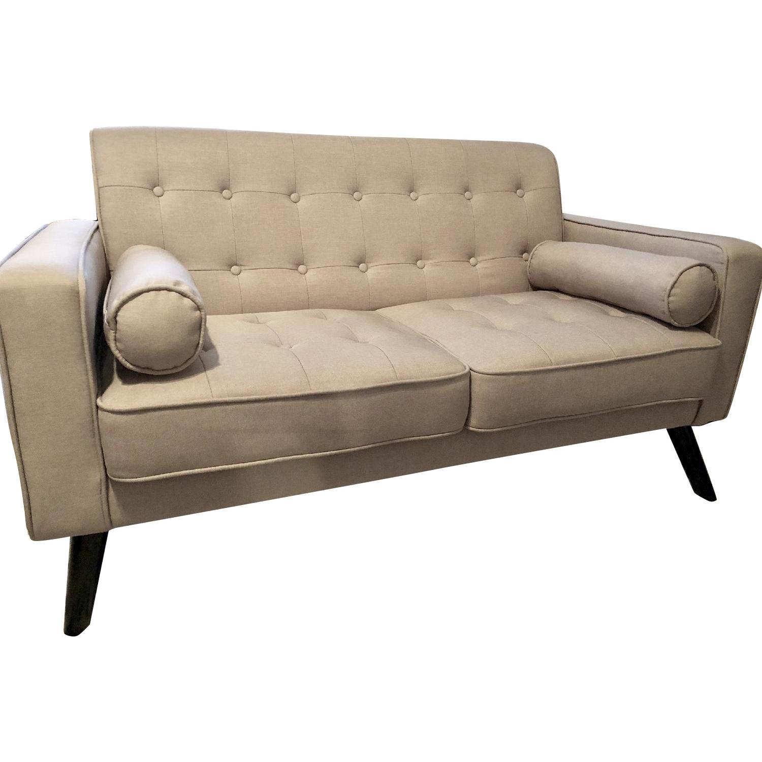 Linen Tufted Loveseat - image-0