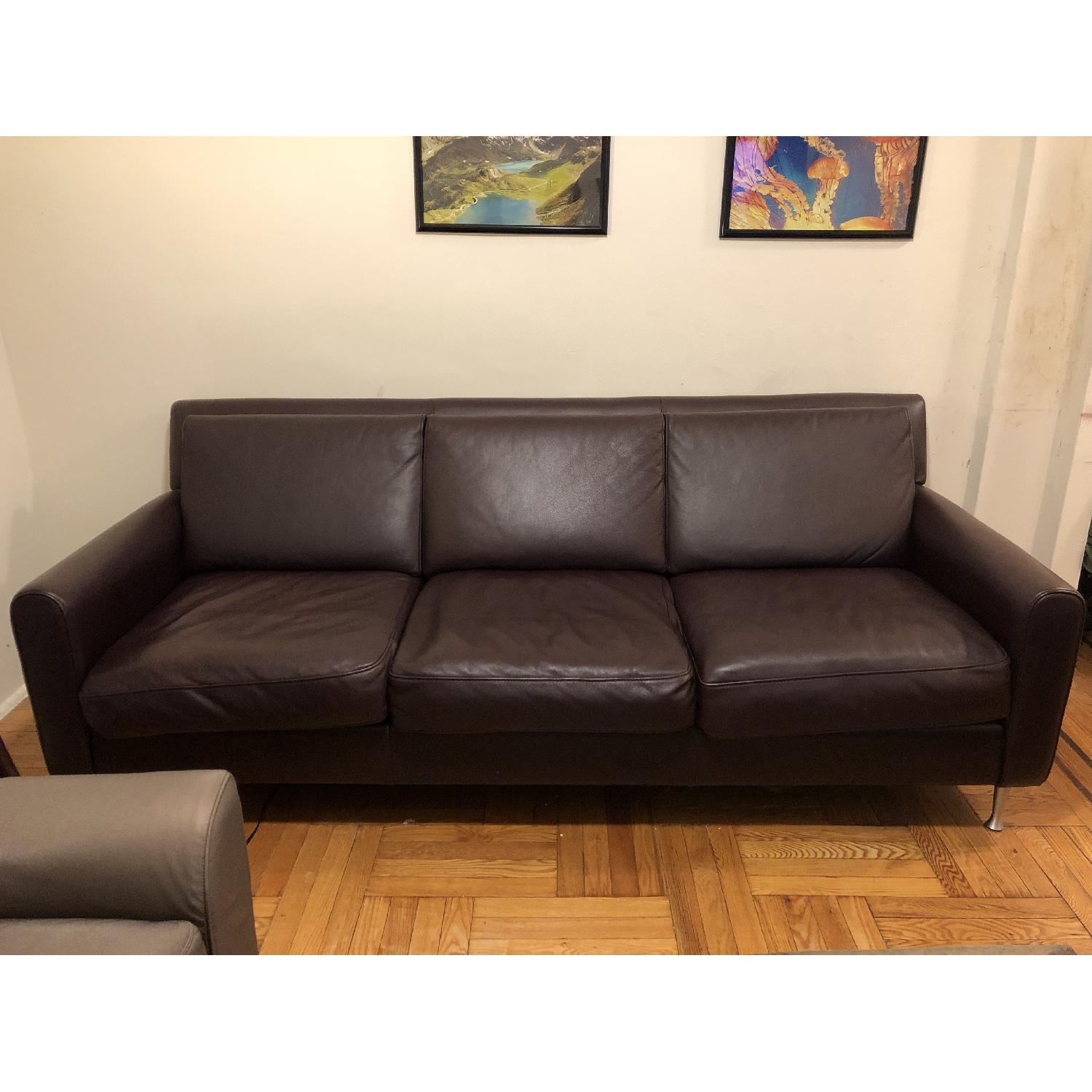 Safavieh Brown Leather Sofa - image-1