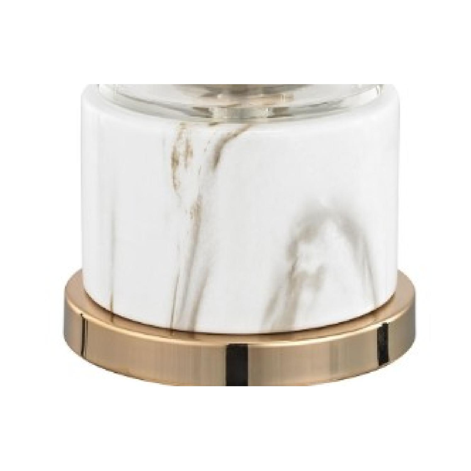 Clear Glass & White Faux Marble Table Lamp - image-1