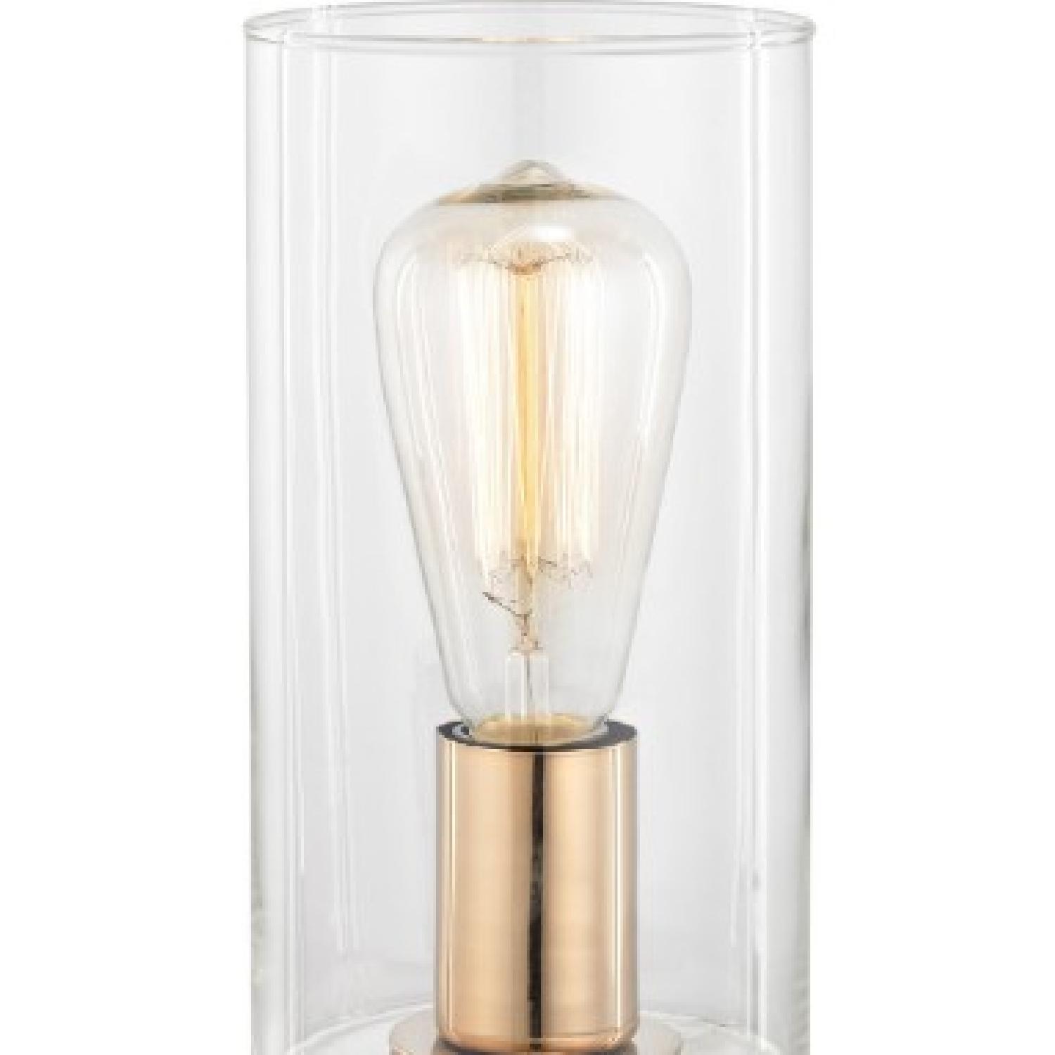 Clear Glass & White Faux Marble Table Lamp - image-2