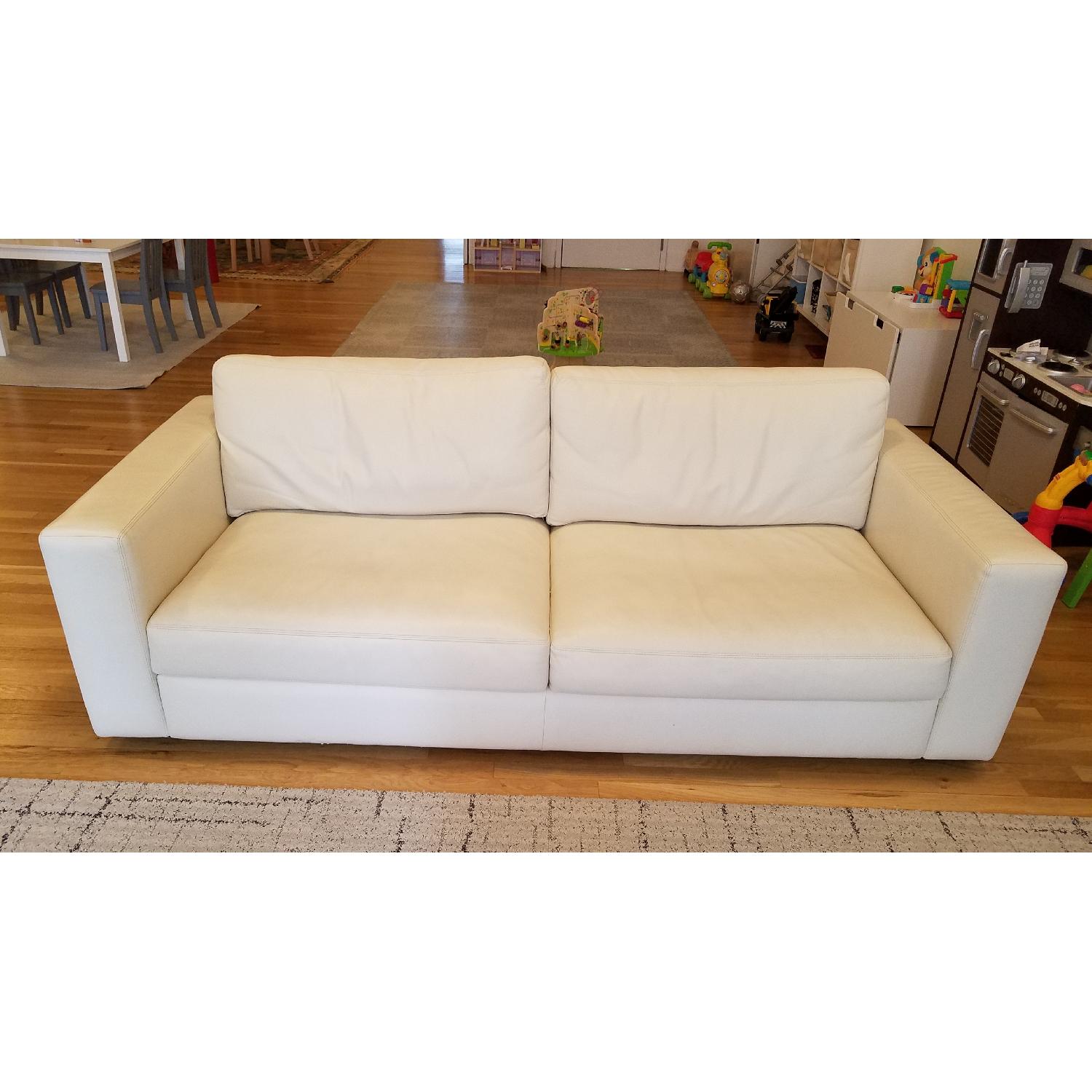 Design Within Reach White Leather Sofa - image-1