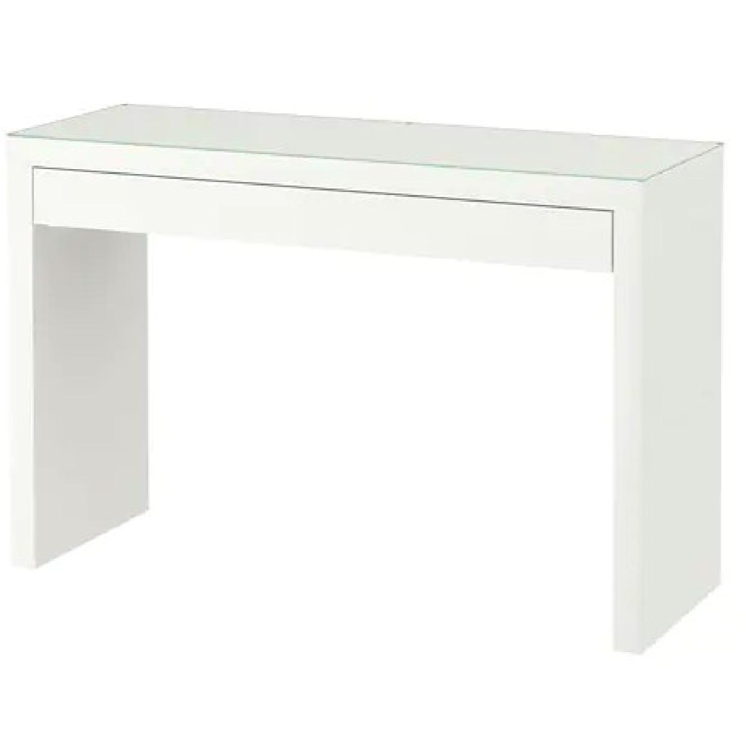 Ikea Malm Dressing Table in White w/ Glass Top AptDeco