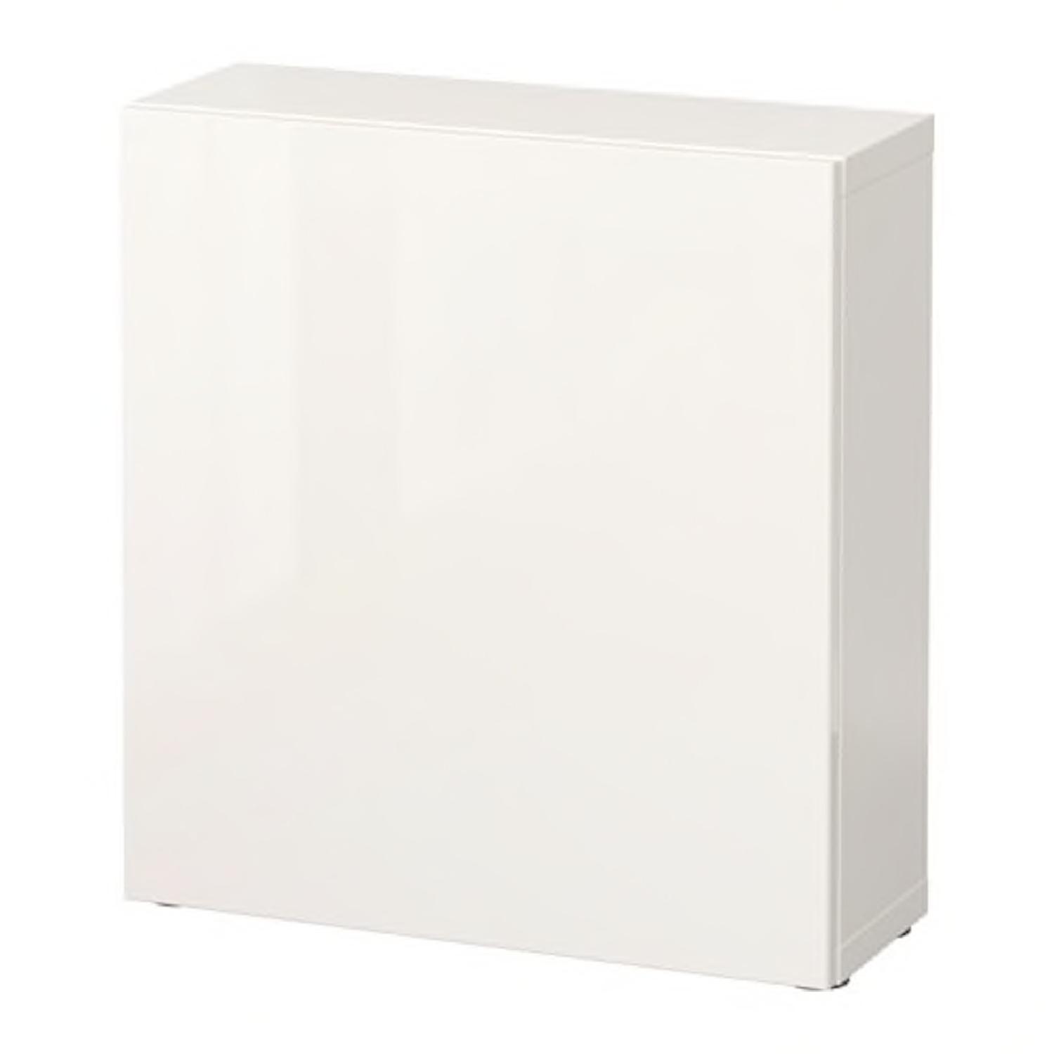 Ikea Besta Wall w/ Shelves in White HighGloss AptDeco