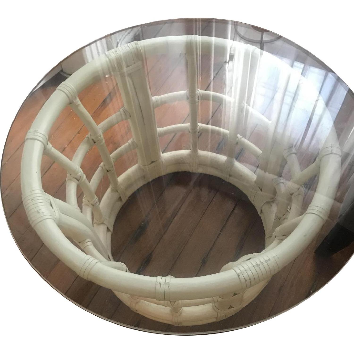 Vintage Wicker & Glass Side Table AptDeco