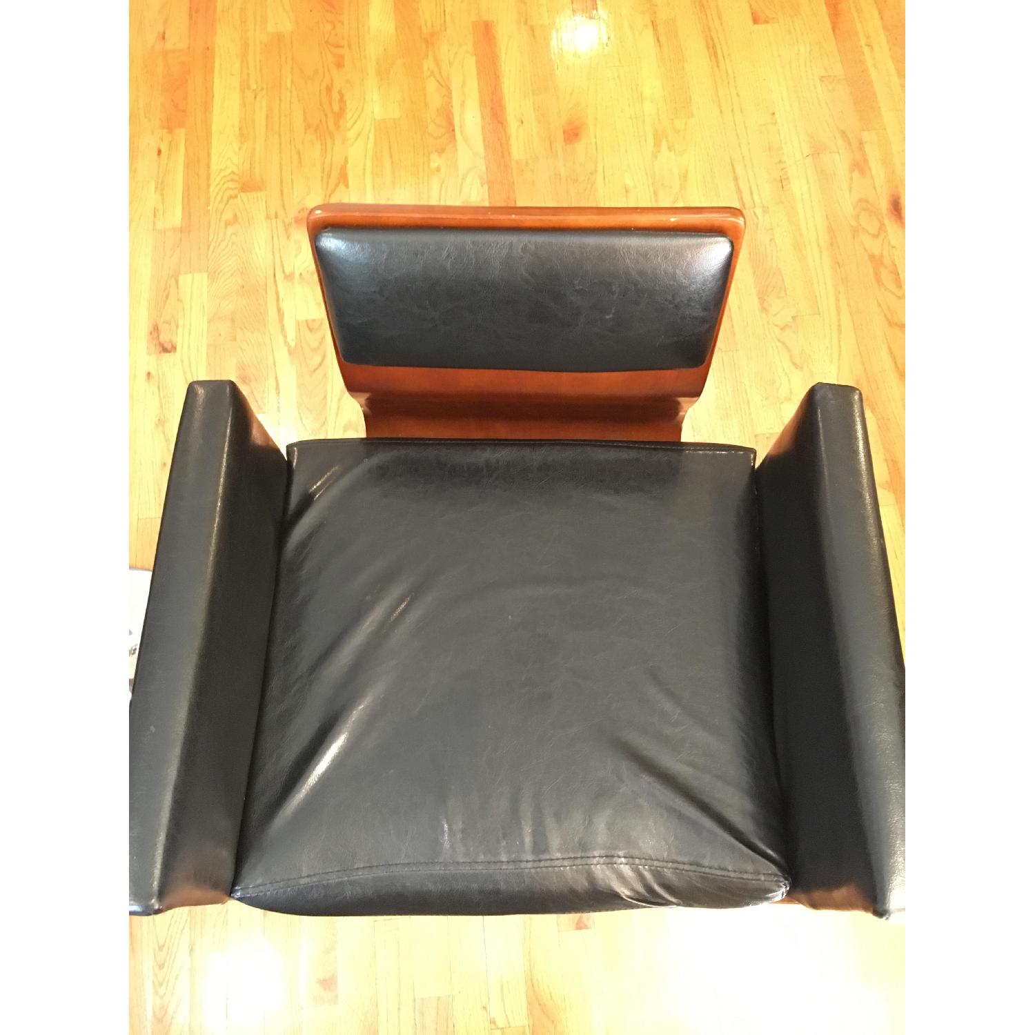Black Leather & Wood Bar Stool - image-3