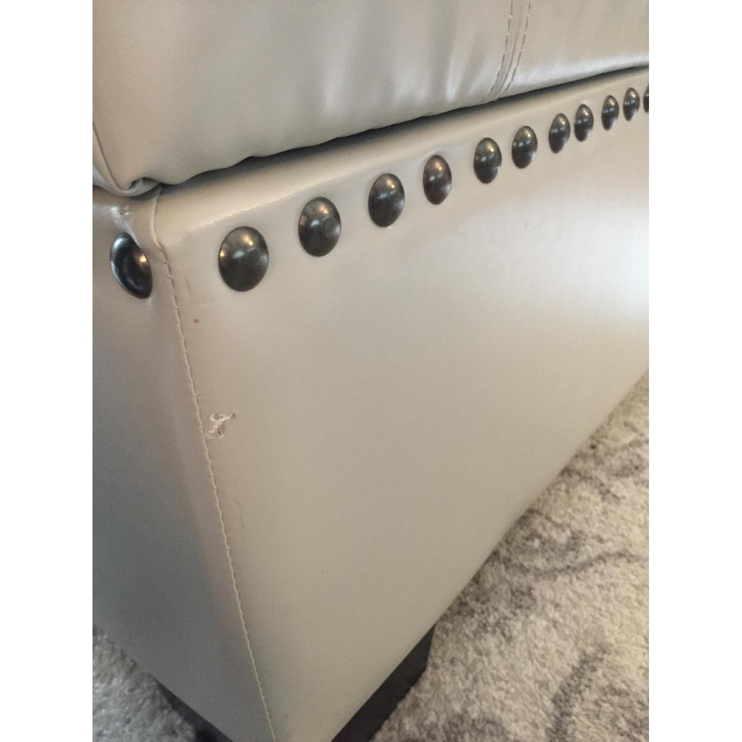Home Goods Ivory Leather Storage Ottoman - image-1