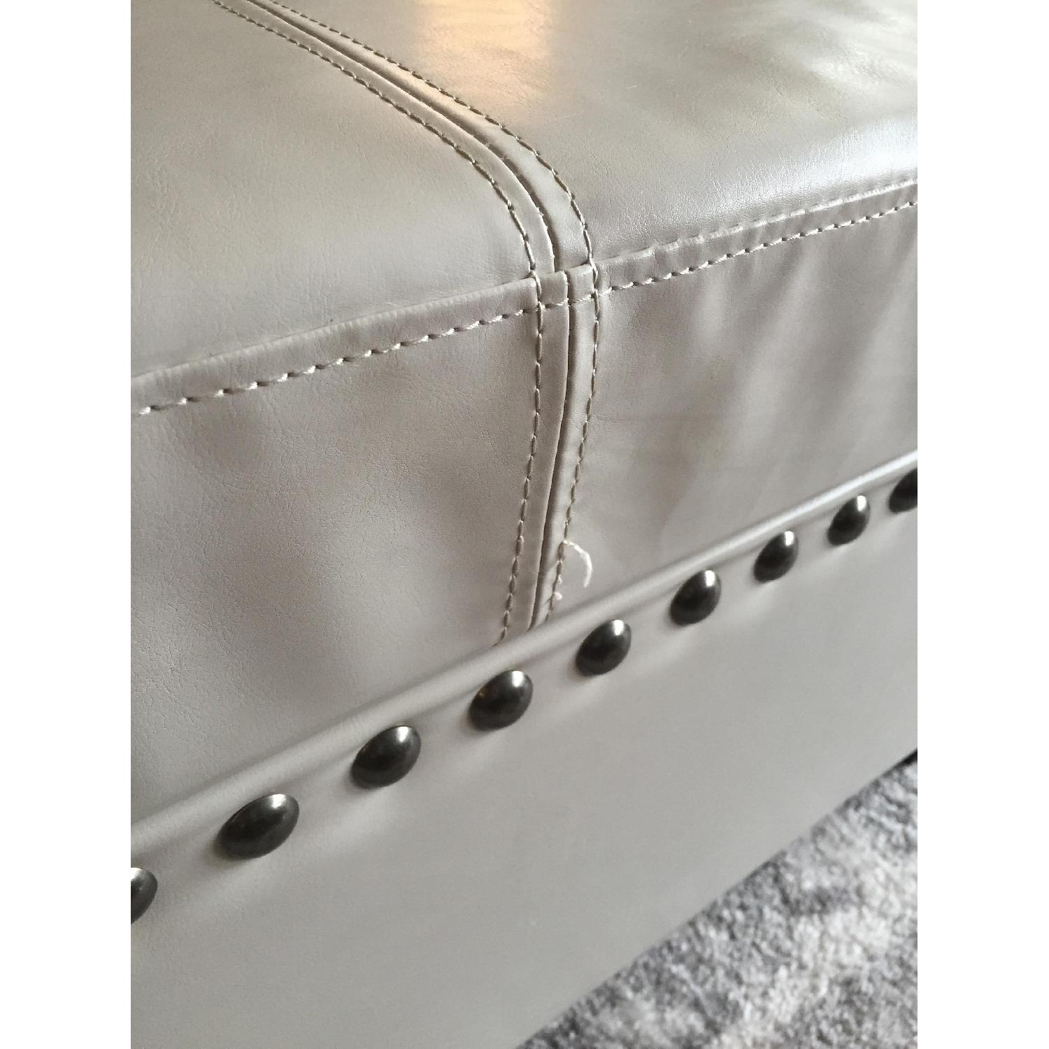 Home Goods Ivory Leather Storage Ottoman - image-4