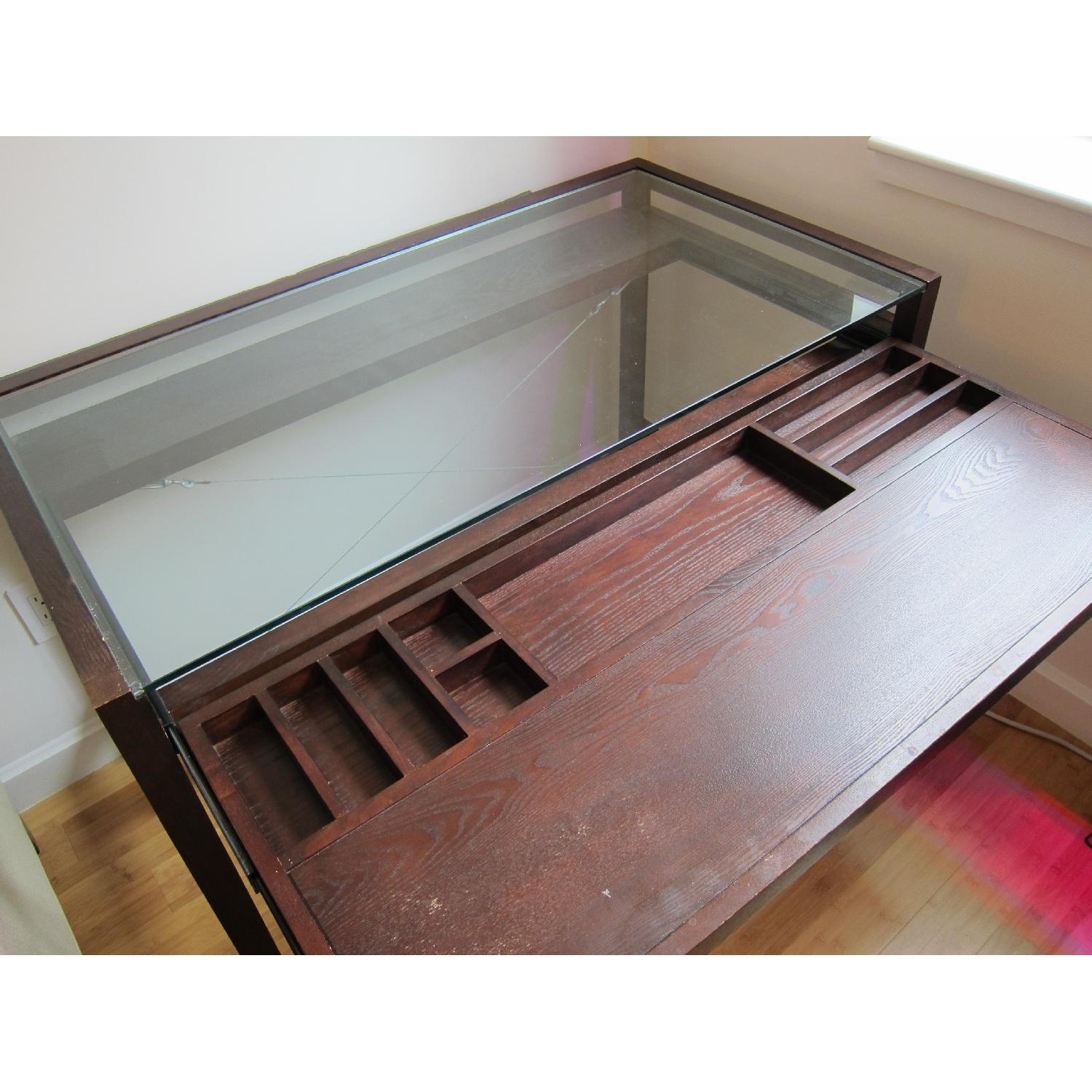 Crate & Barrel Walker Wood & Glass Desk - image-2