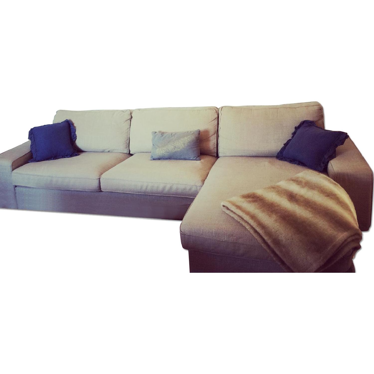Ikea Beige L Shaped Sectional Couch - image-0