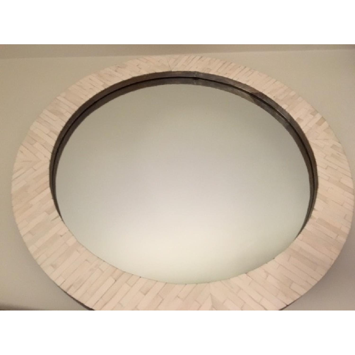 West Elm Parsons Round Mirror w/ Bone Inlay - image-3