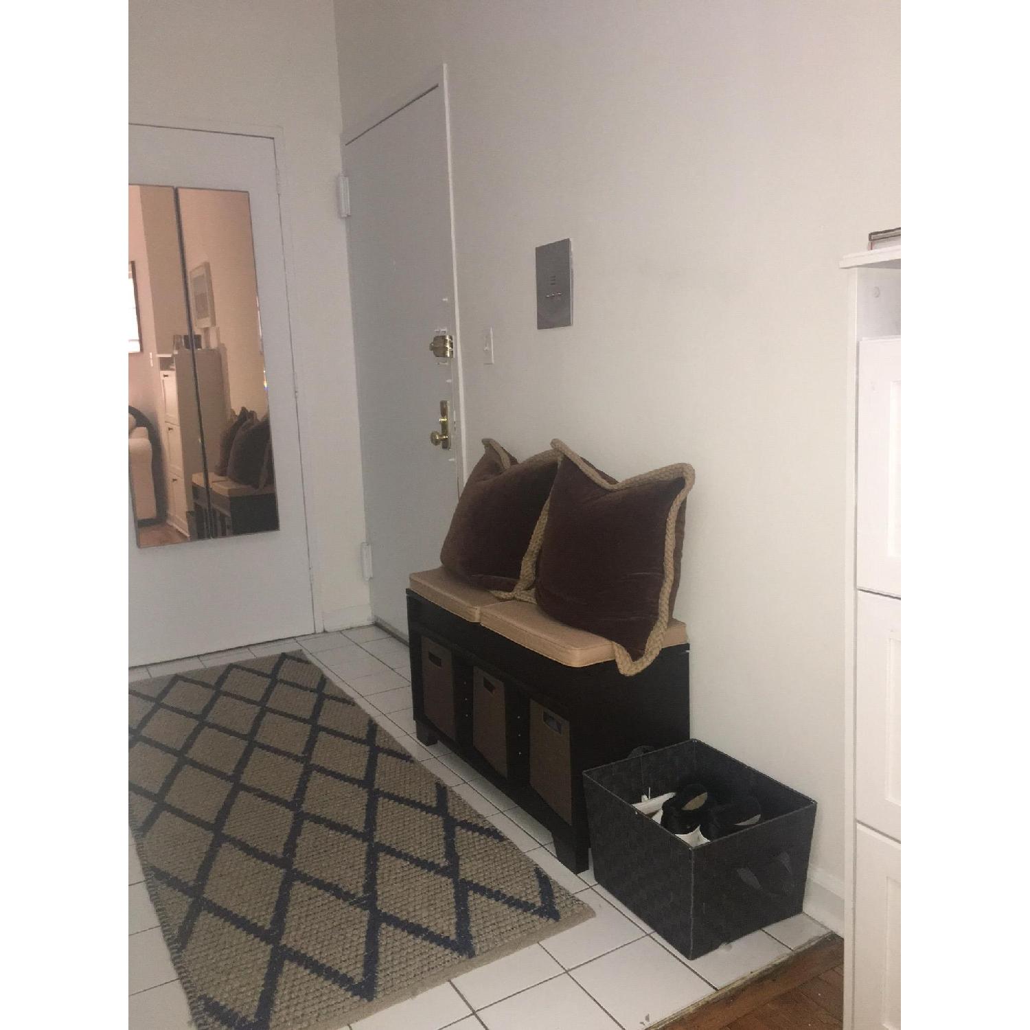 3-Cube Split-Top Bench Storage Unit in Espresso w/ Cushions & Pillows - image-3