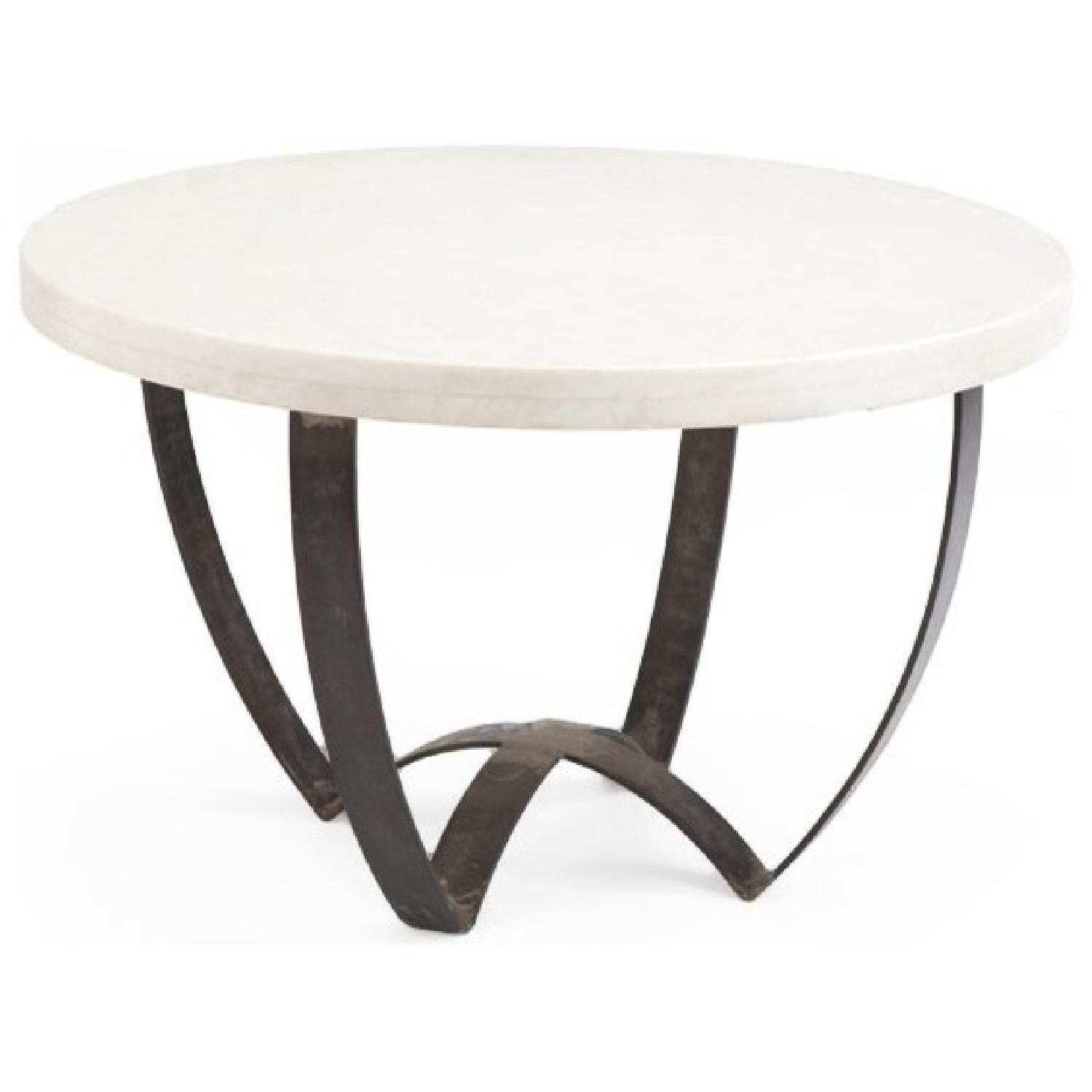 Marble Top Coffee Table w/ Metal Base - image-1