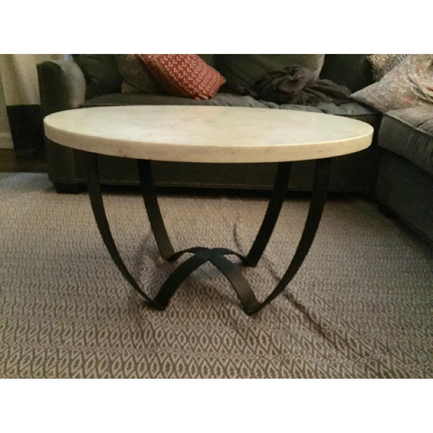Marble Top Coffee Table w/ Metal Base - image-2