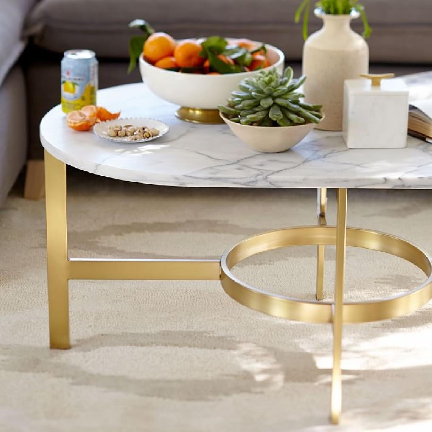 West Elm Marble Oval Coffee Table - image-1