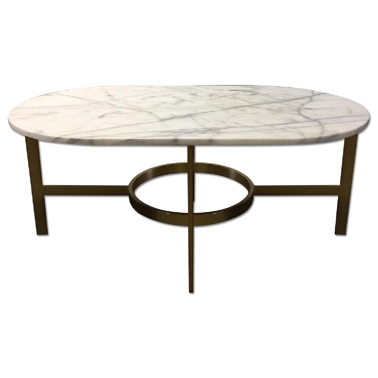 West Elm Marble Oval Coffee Table - image-0