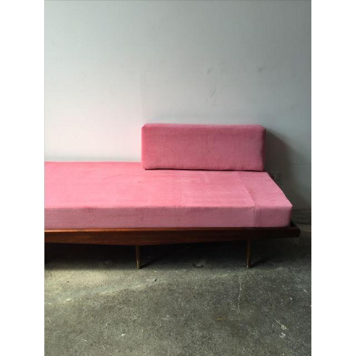 Mid Century Pink Velvet Daybed Sofa - image-2