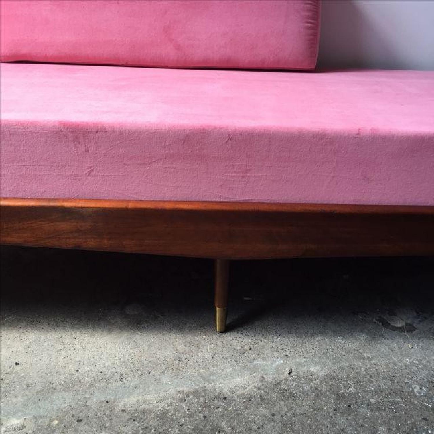 Mid Century Pink Velvet Daybed Sofa - image-4