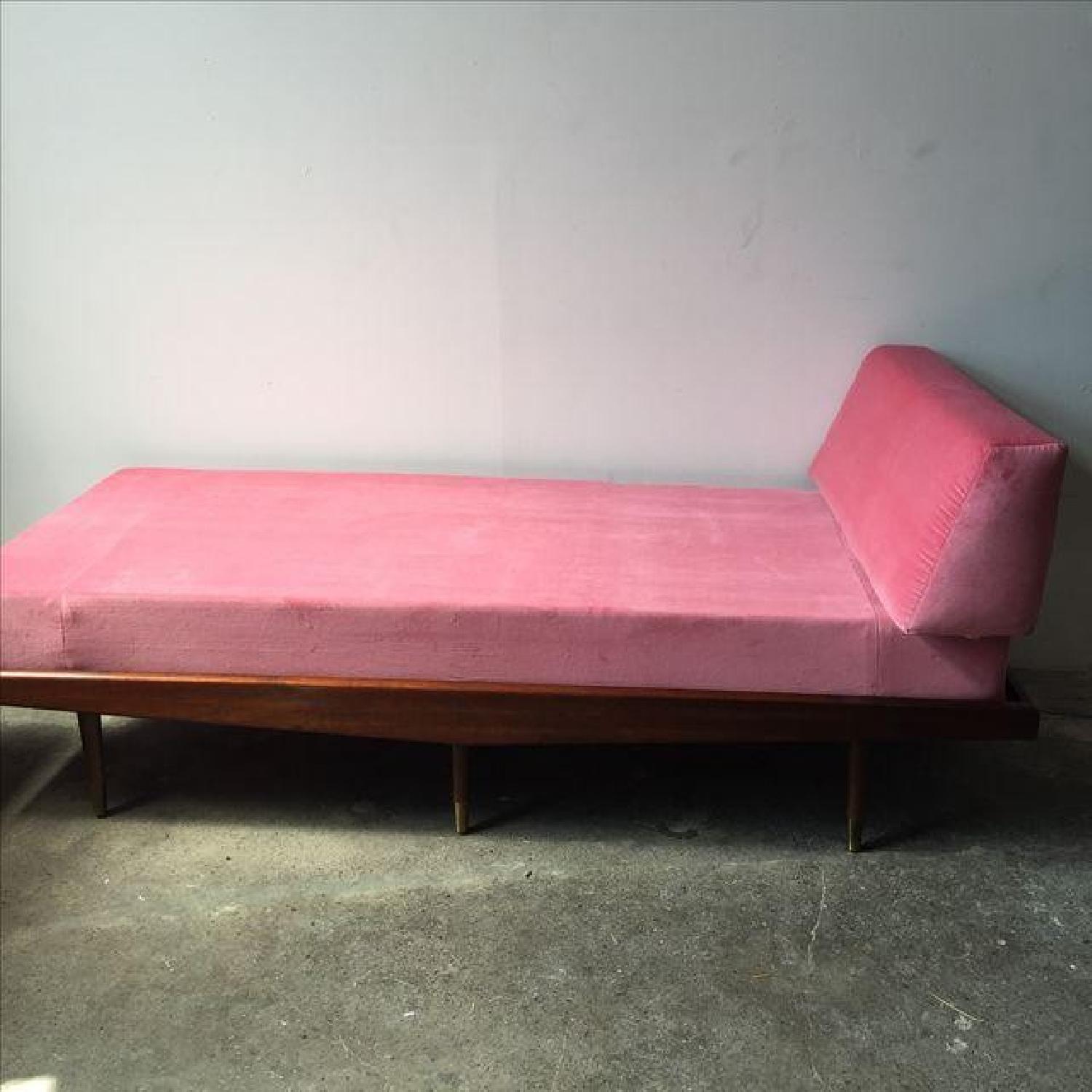 Mid Century Pink Velvet Daybed Sofa - image-5